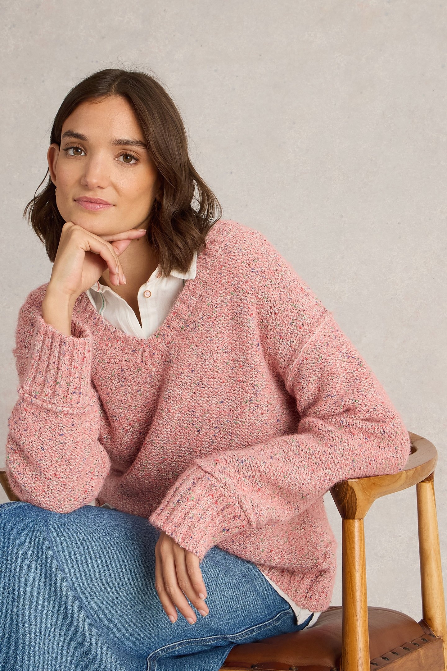 TAMMY TEXTURED V NECK LIGHT PINK 4