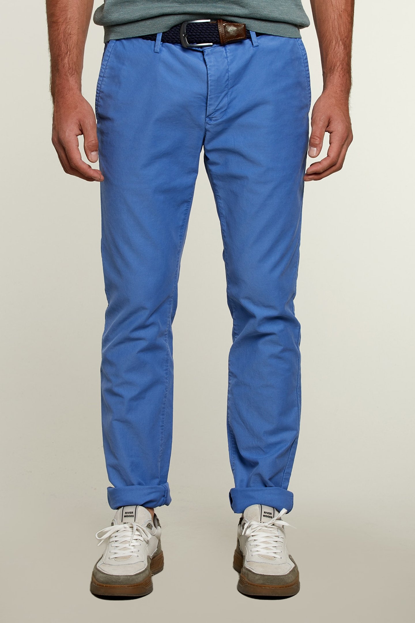 SLIM FIT COTTON CHINO SEA BLUE 1