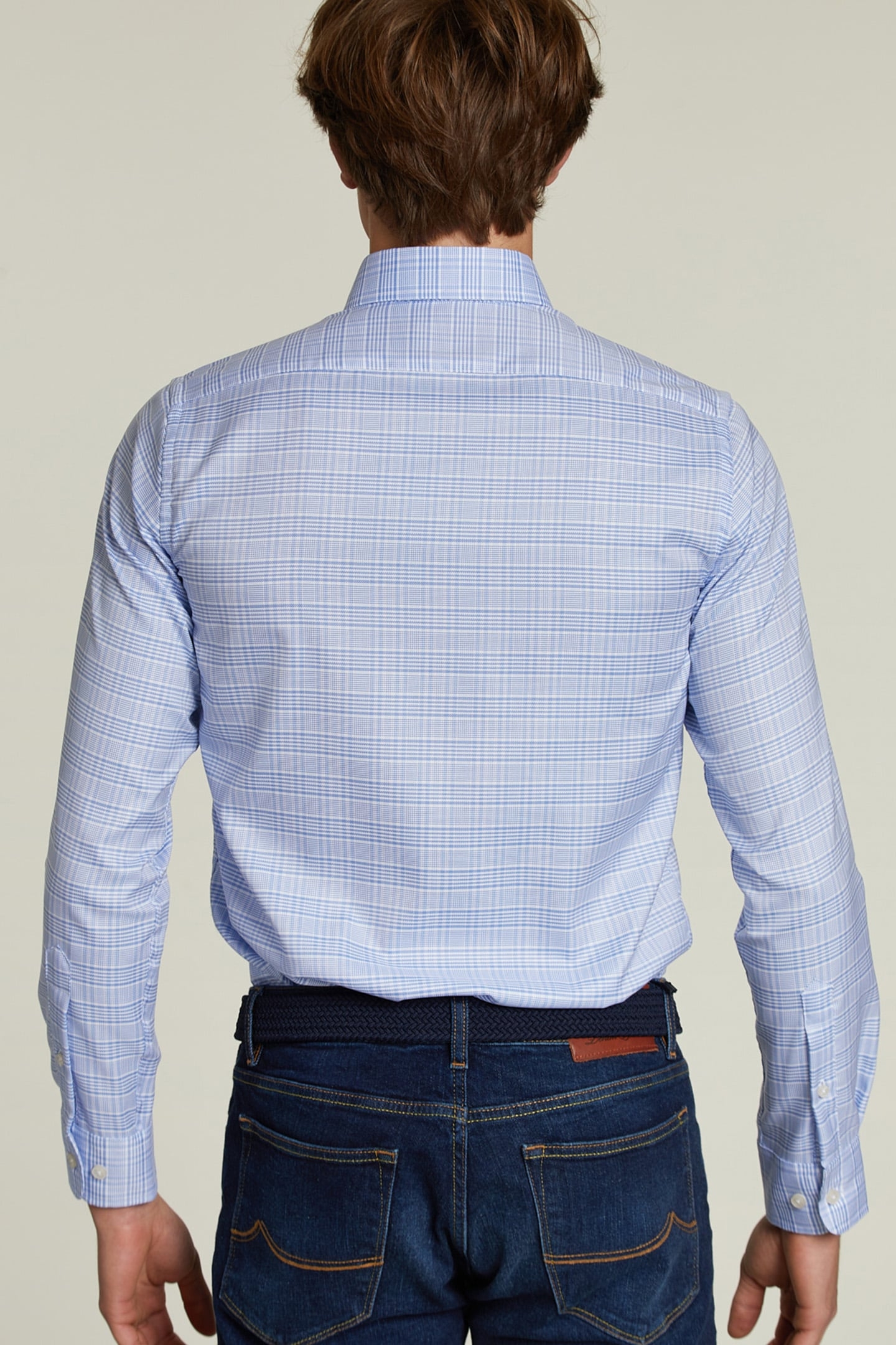CUSTOM FIT CHECKED SHIRT WITH POCKET BLUE/WHITE 2