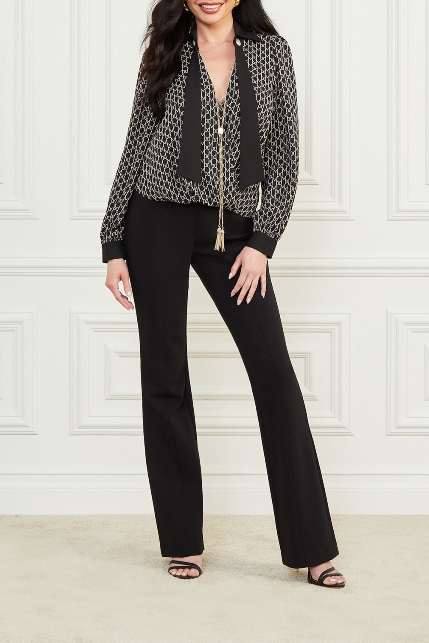 FREDA LS SCARF PRINT NEW MONOGRAM BLACK B 1