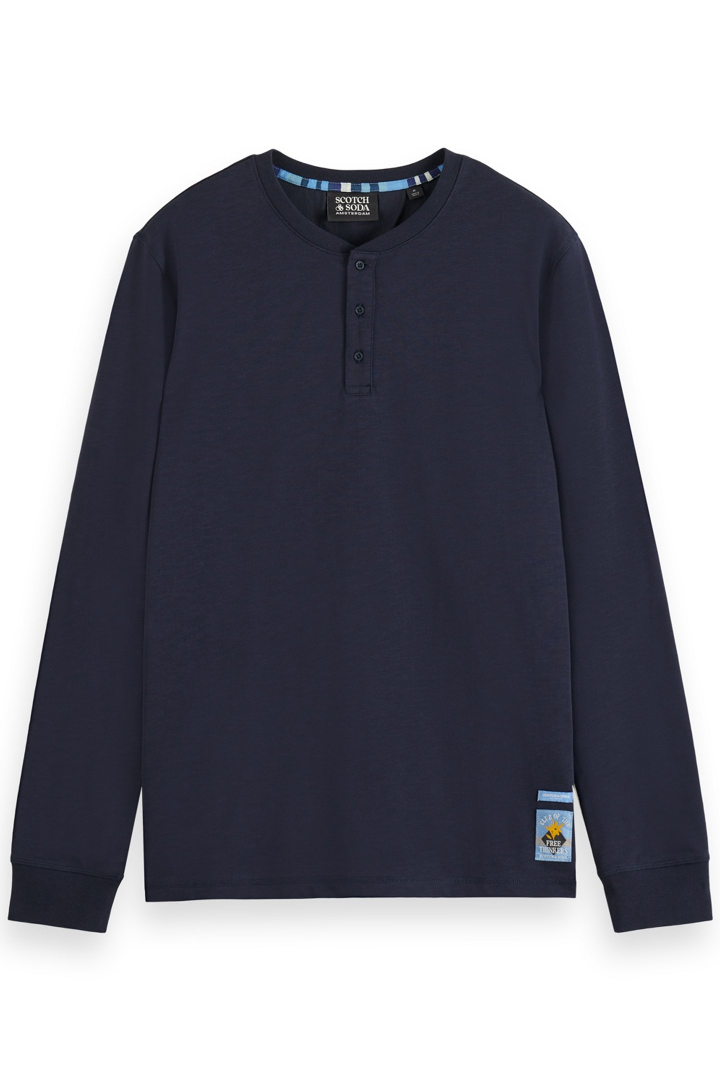 REGULAR FIT SLUB HENLEY T-SHIRT LS NIGHT 1