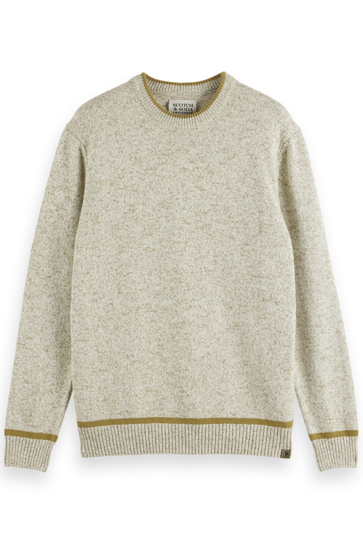 REGULAR CREW NECK COTTON BLEND WHITE MELANGE 1