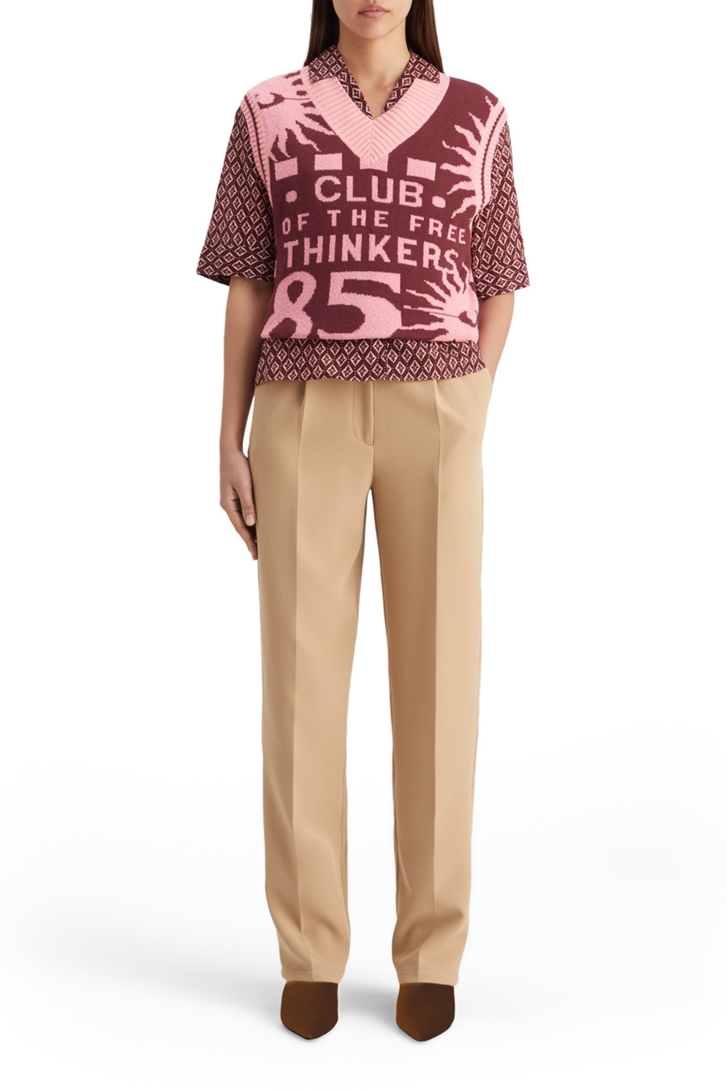 JACQUARD KNITTED SPENCER BORDEAUX 3