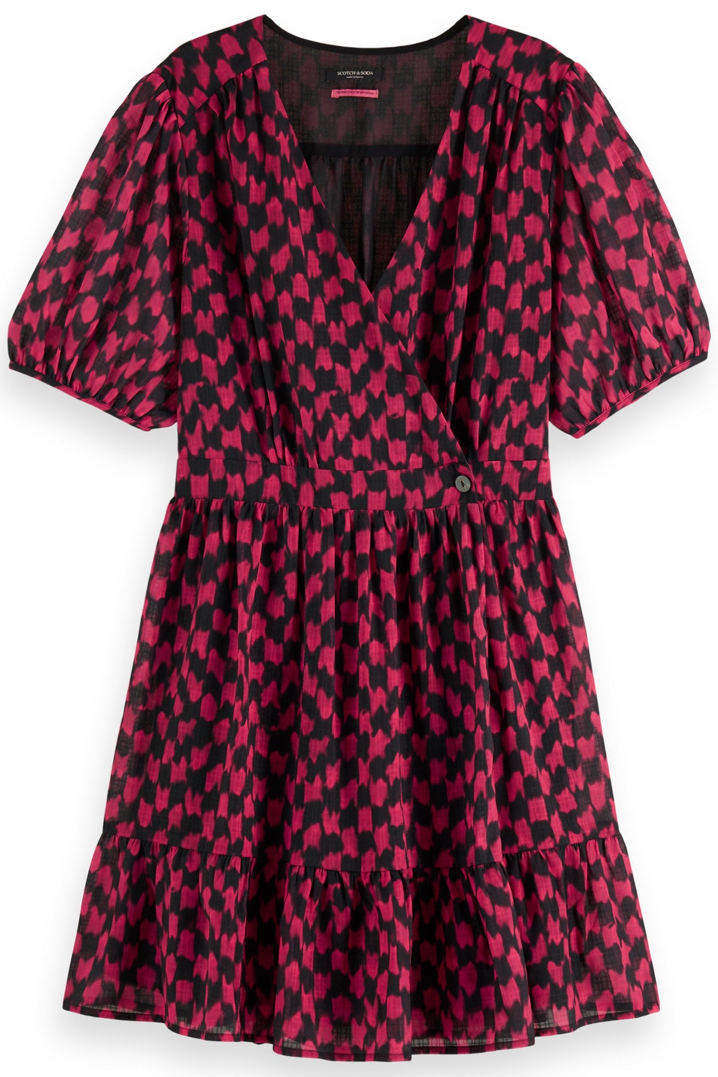 MINI WRAP DRESS IKAT CHECKERBOARD PINK 1