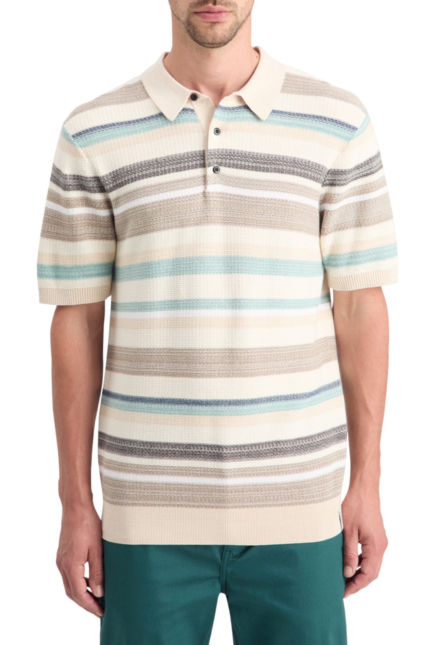 STRUCTURED KNITTED POLO MULTI STRIPE 1
