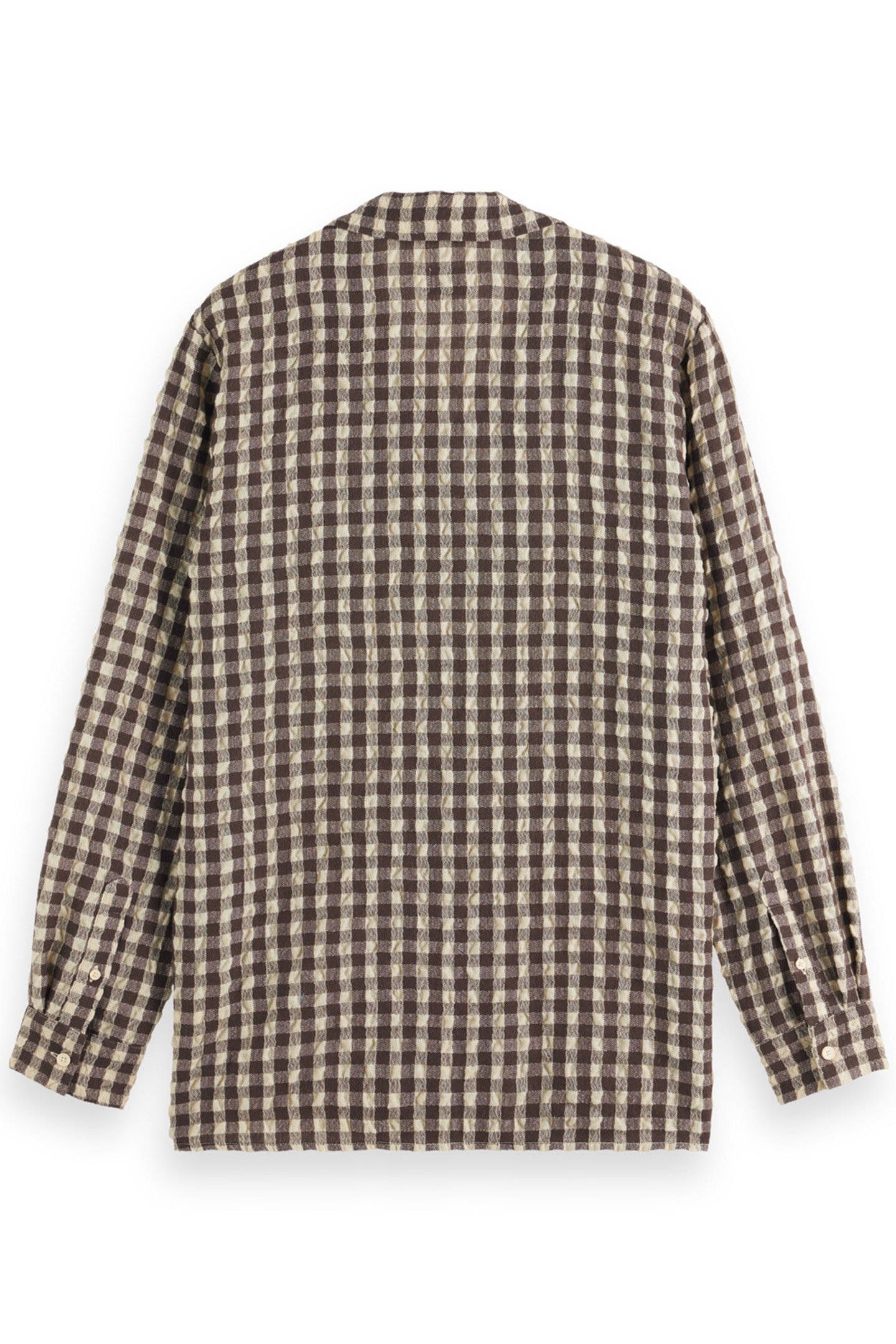 SEERSUCKER WOOL BLEND CHECK SHIRT BROWN CHECK 5