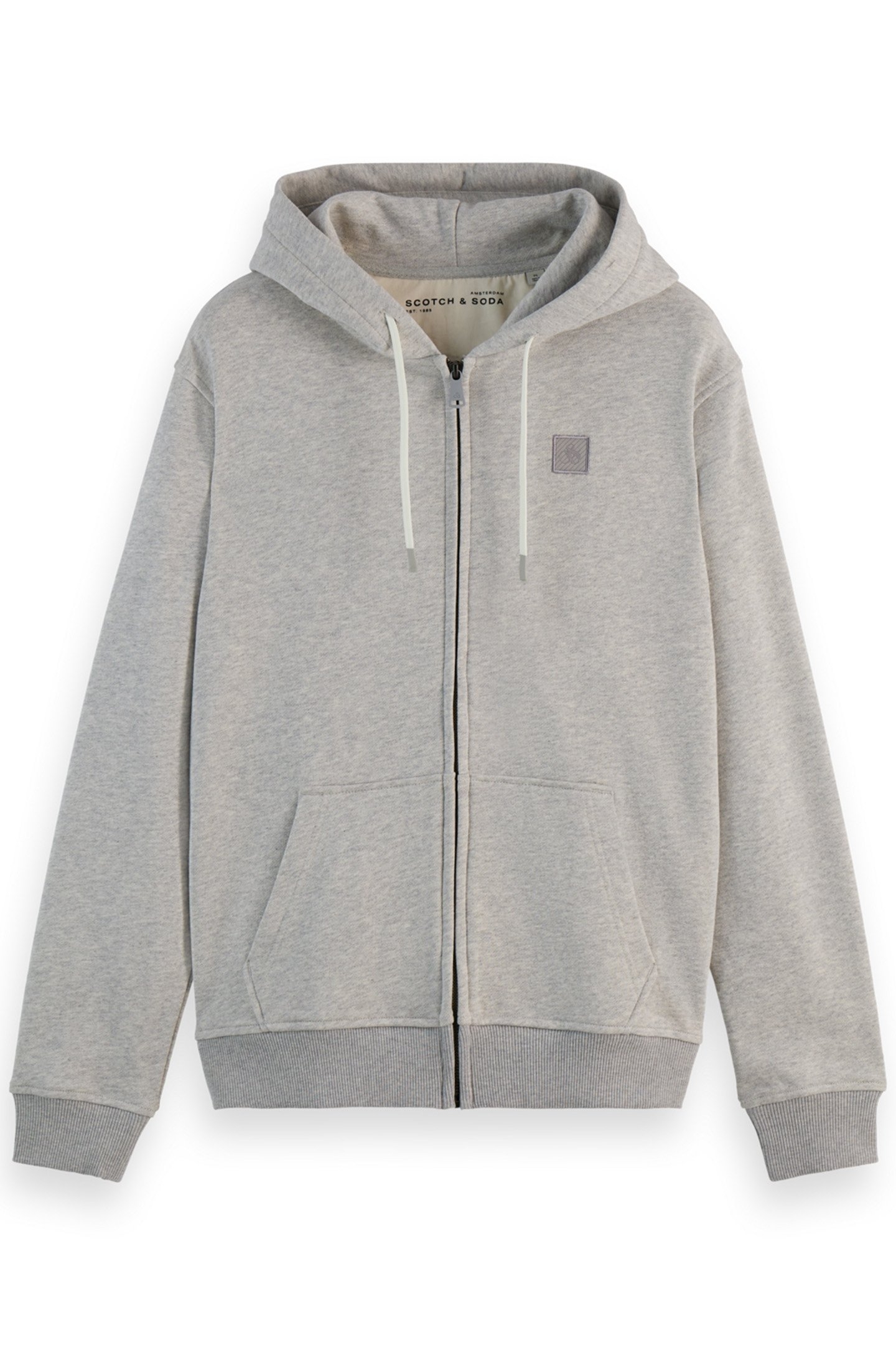ESSENTIAL LOGO BADGE ZIP-THROUGH HOODIE GREY MELANGE 4