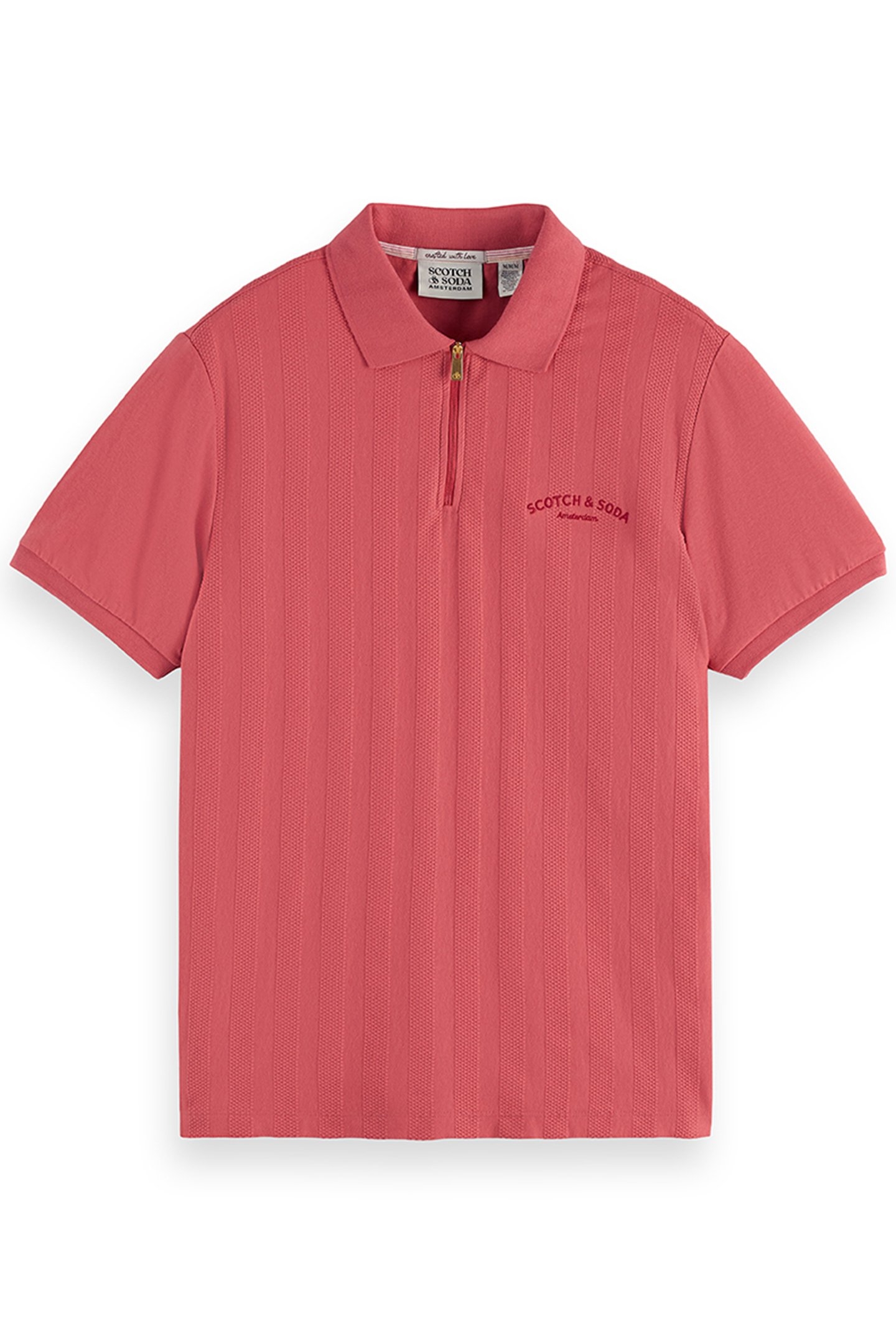 POPCORN PIQUE ZIP POLO (VALUE) LT PASTEL RED 1