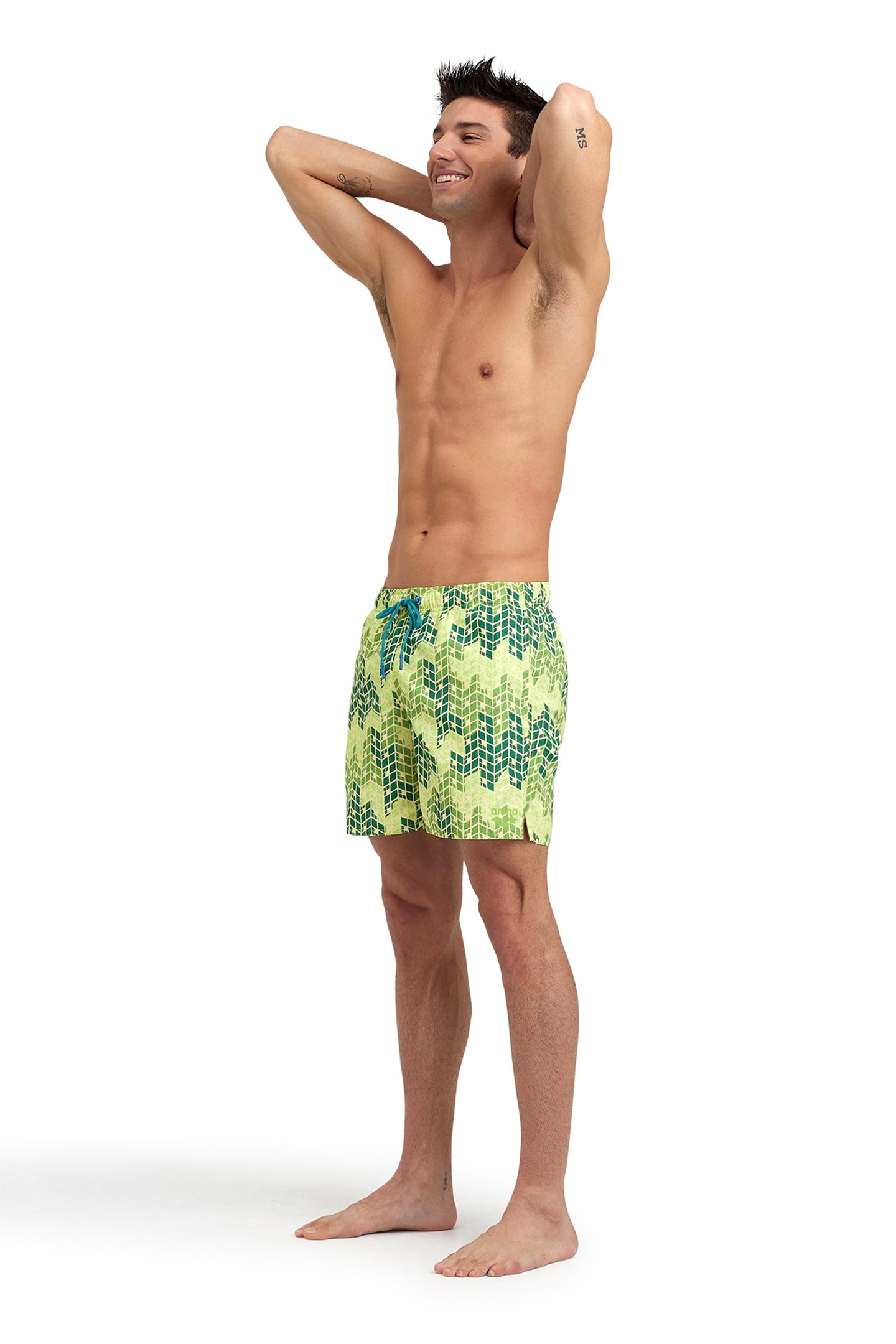 MEN'S BEACH BOXER ALLOVER SOFT GREEN MULTI 3