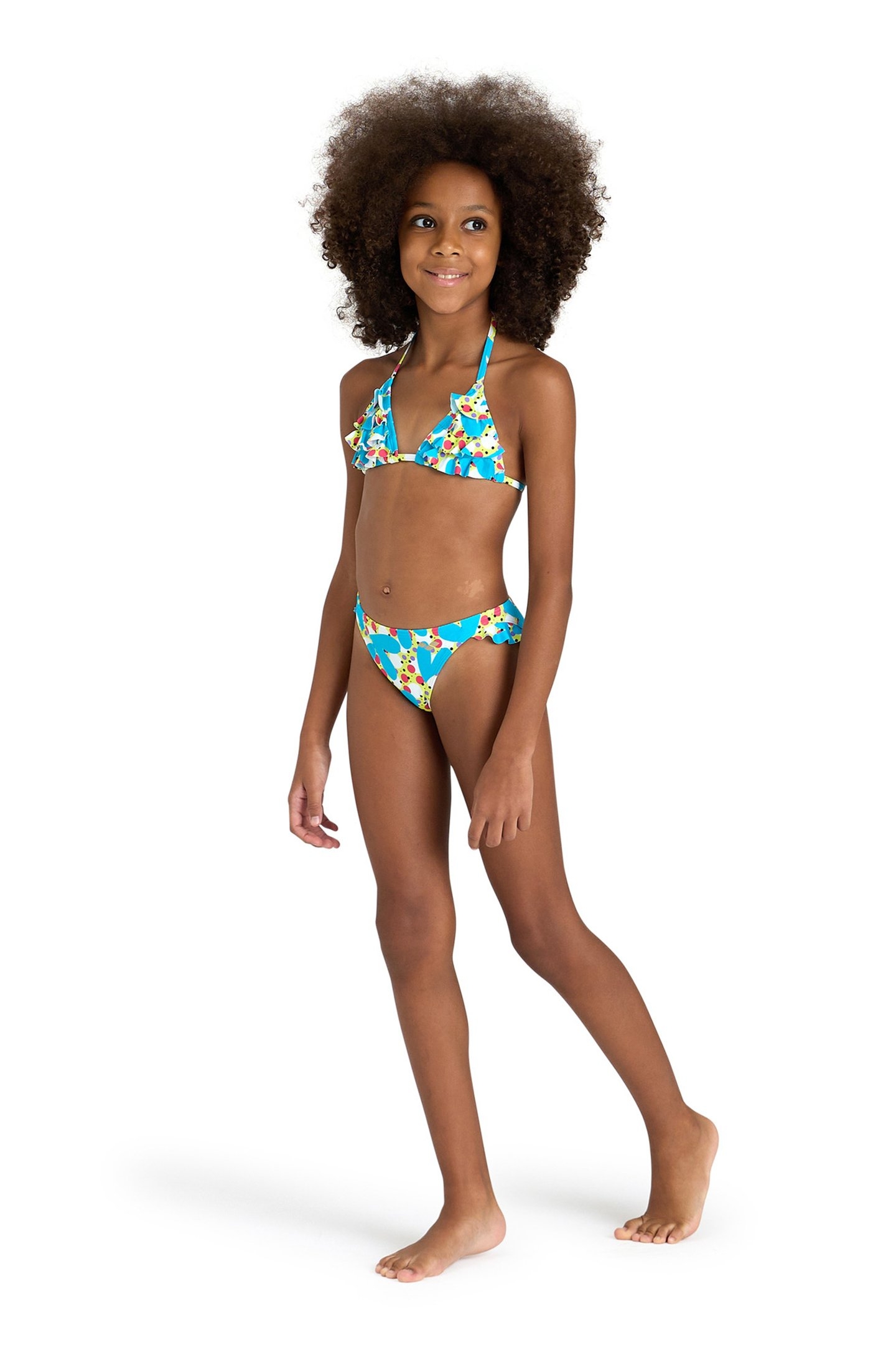 GIRLS' ARENA VINTAGE BIKINI TRIANGLE SOFT GREEN MULTI 3