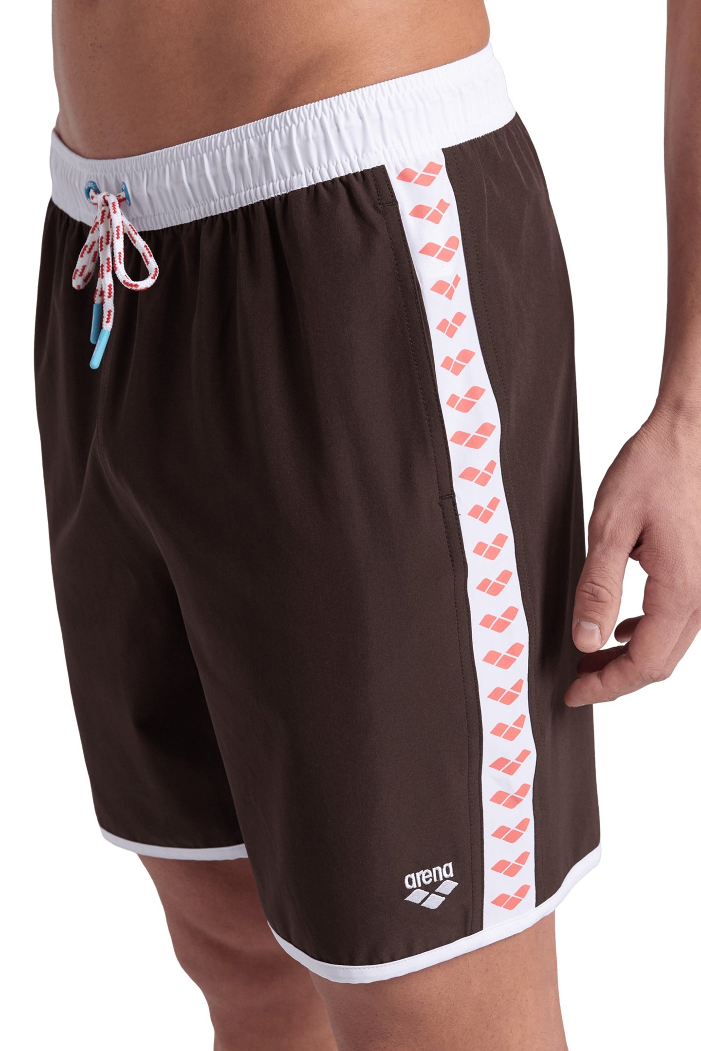 ICONS TEAM STRIPE UNISEX BERMUDA SEPIA-WHITE-CALYPSO CORAL 4