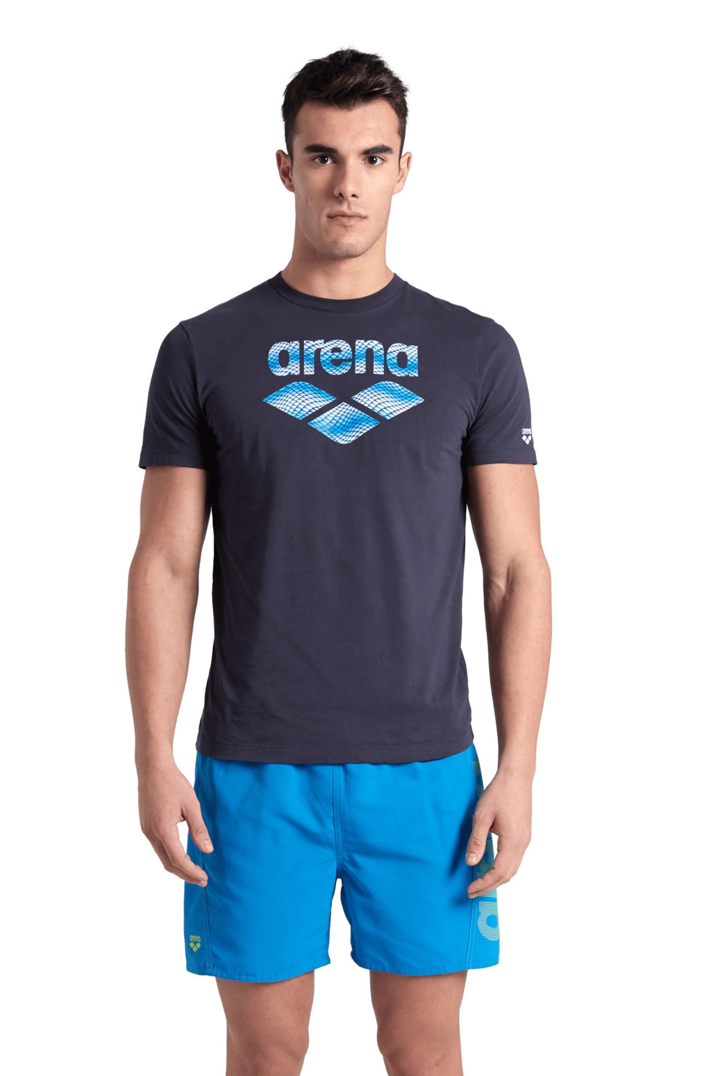 MEN'S T-SHIRT SOLID COTTON NAVY-ARENA FISH SCALES 1