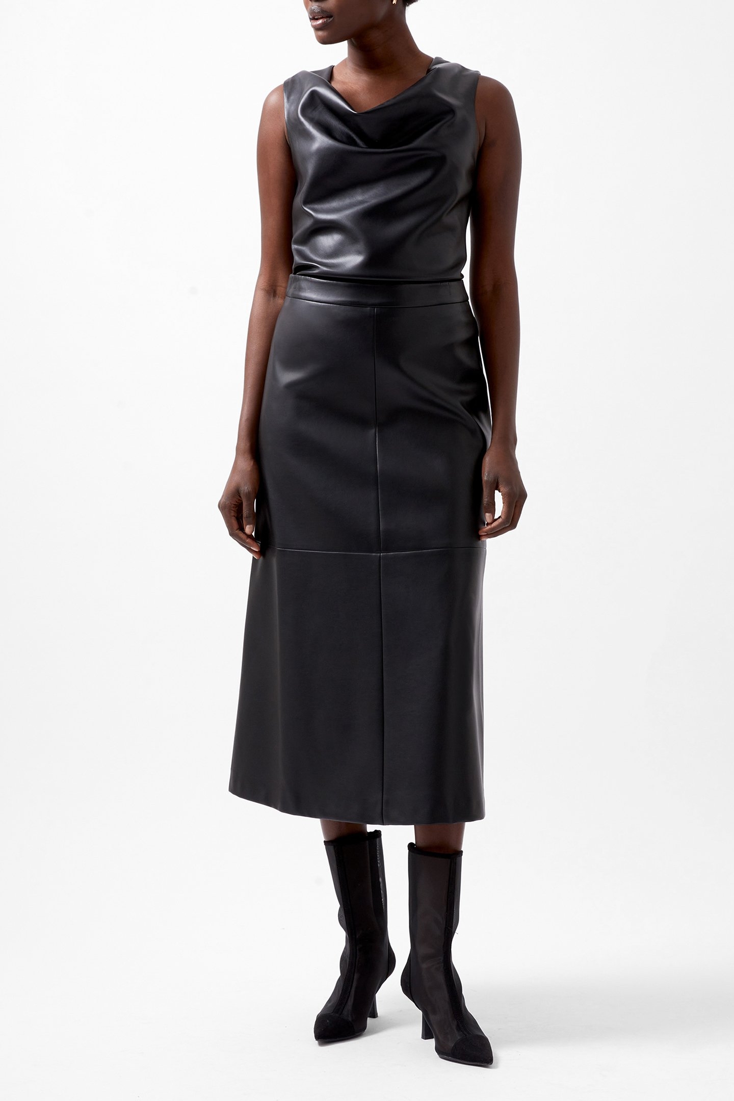 CROLENDA PU MIDI SKIRT BLACKOUT 2