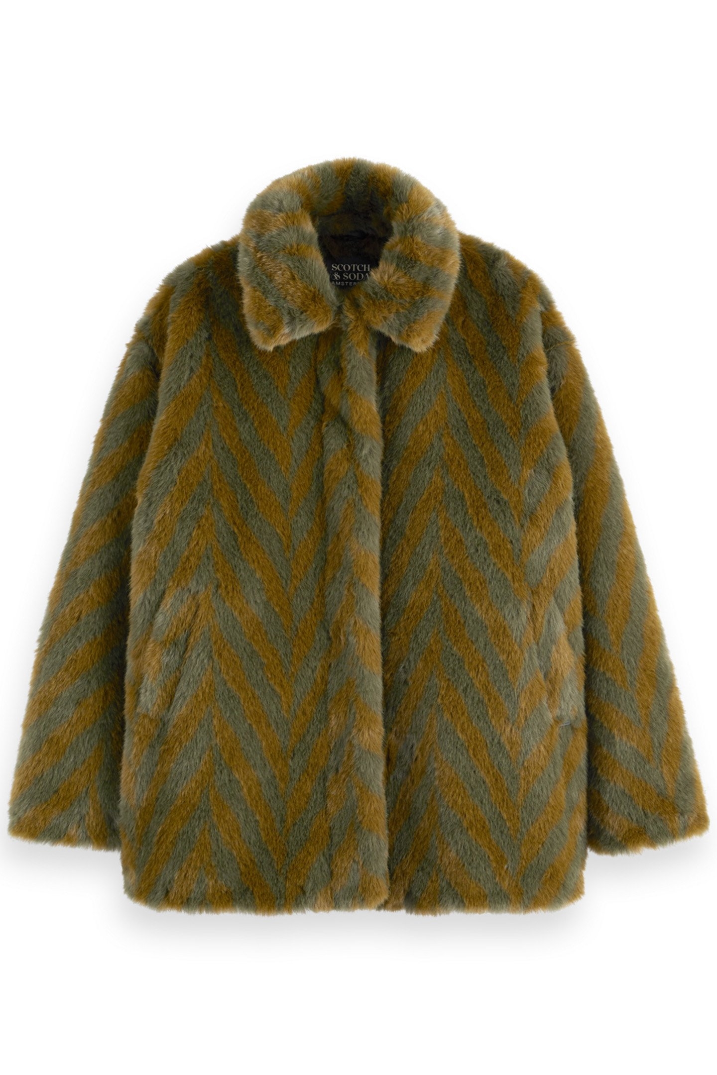 A-LINE FAUX FUR COAT OLIVE 4
