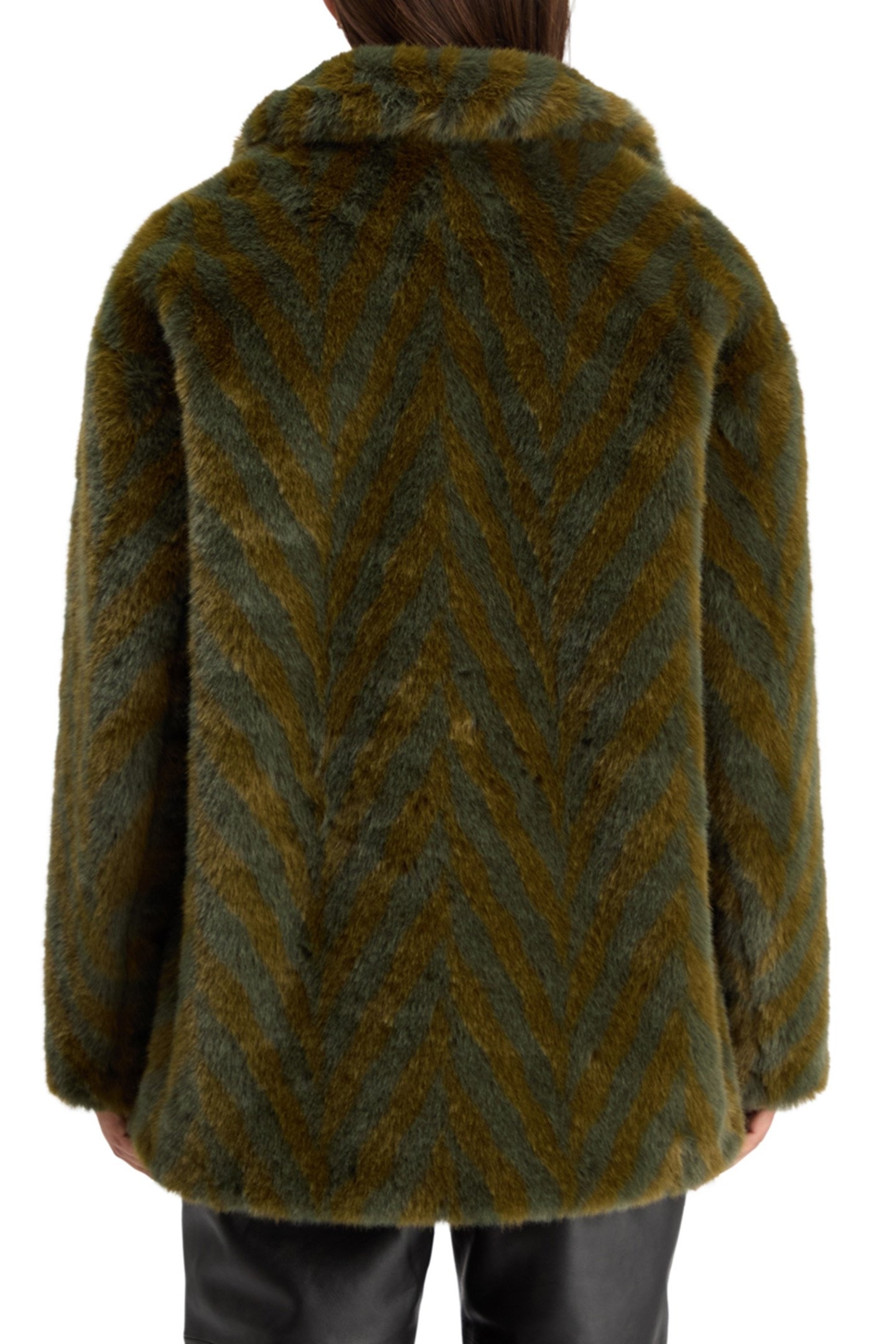 A-LINE FAUX FUR COAT OLIVE 2