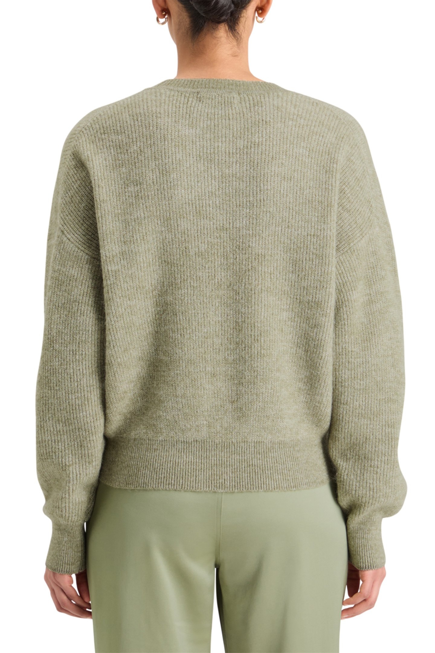 FUZZY CREW NECK PULLOVER WASHED SAGE MELANGE 2