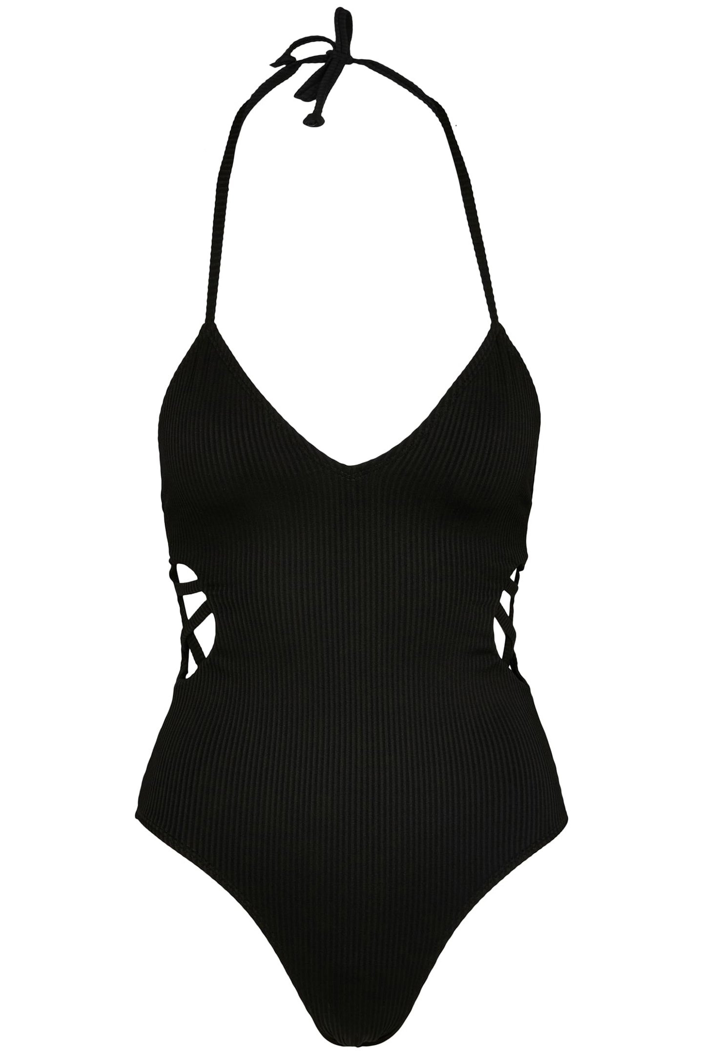 LADIES RIB SWIMSUIT BLACK 1