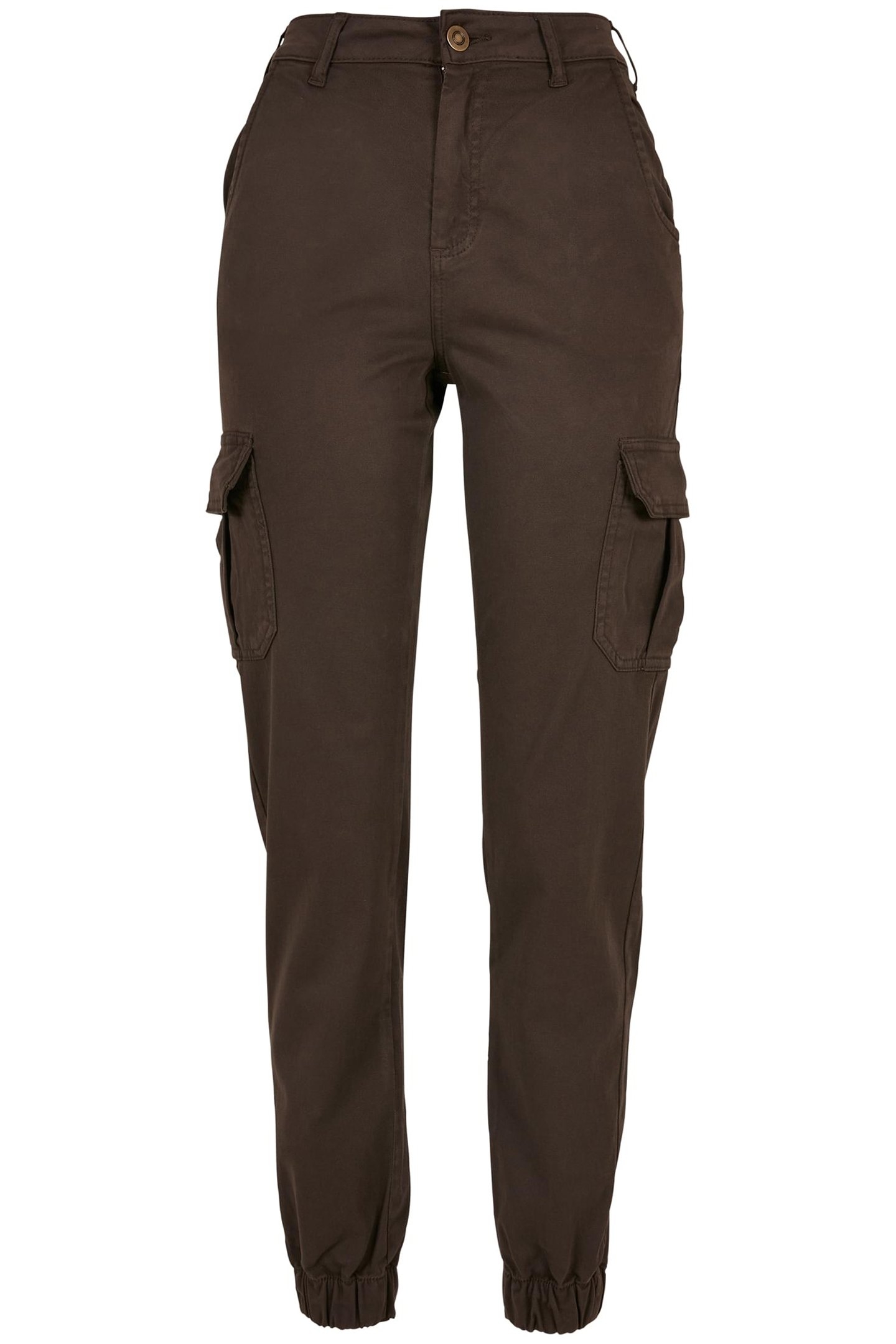 LADIES HIGH WAIST CARGO PANTS BROWN 1