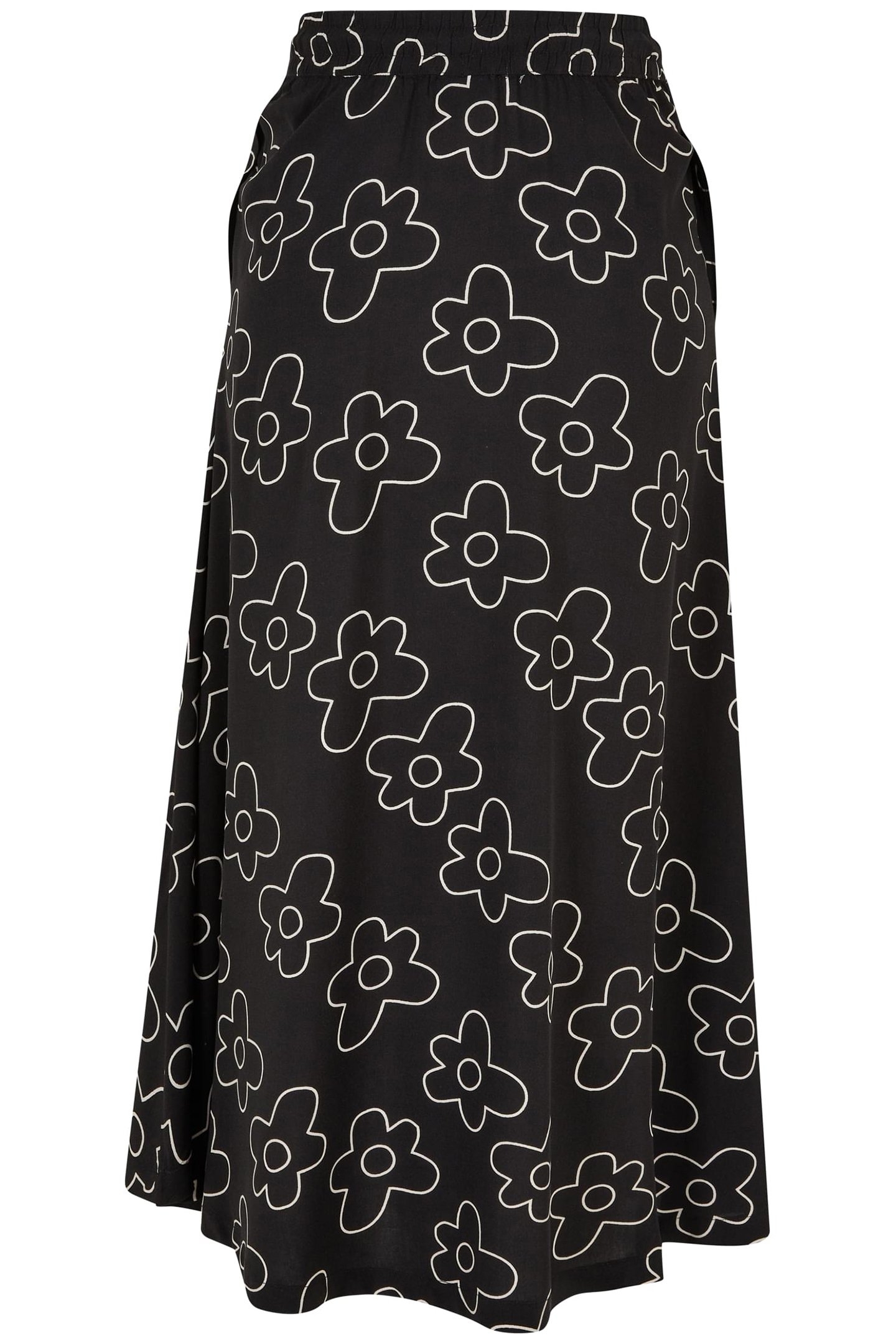 LADIES VISCOSE MIDI SKIRT BLACKFLOWER 2