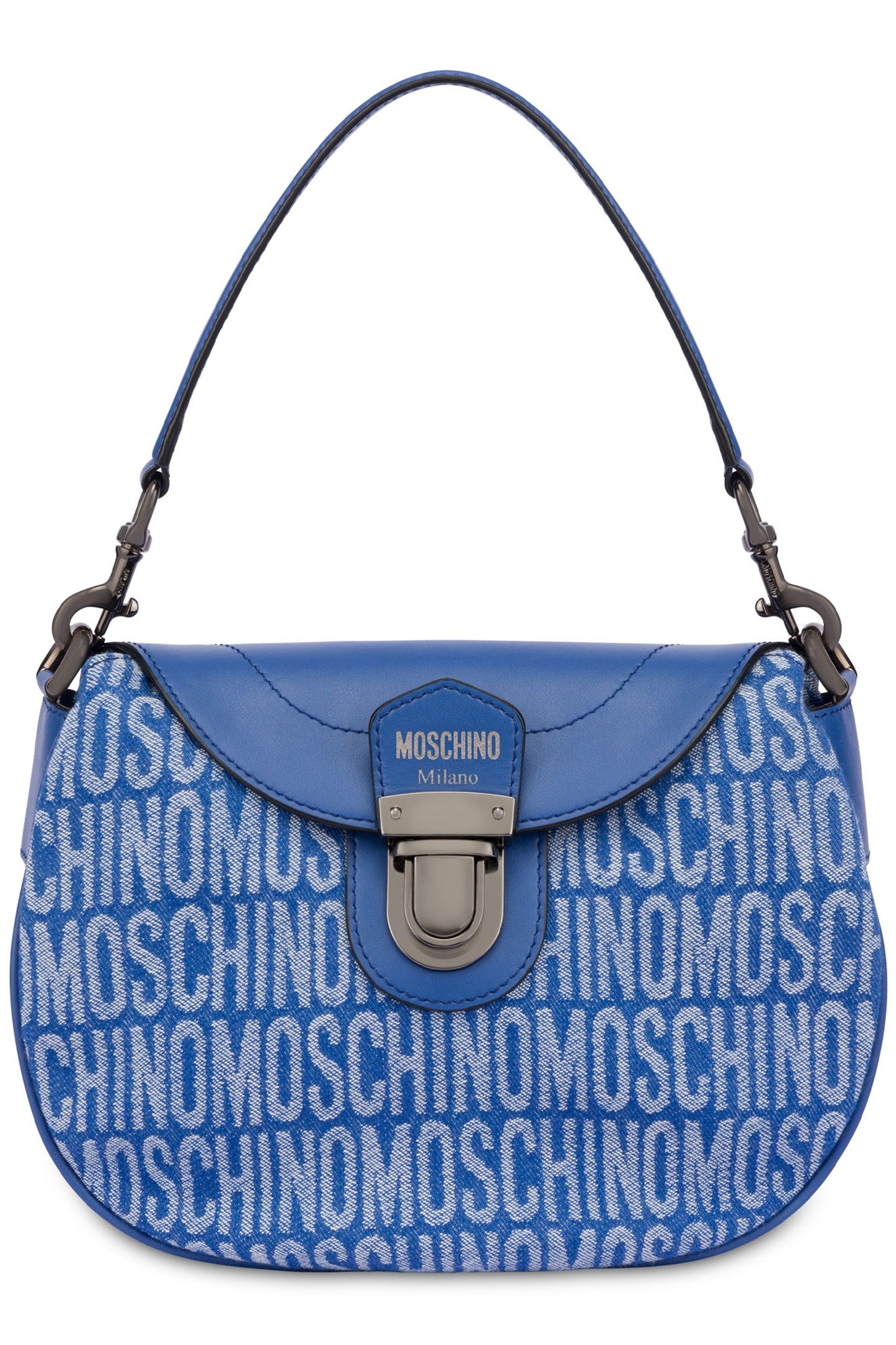 ALLOVER LOGO DENIM HANDBAG BLUE 1