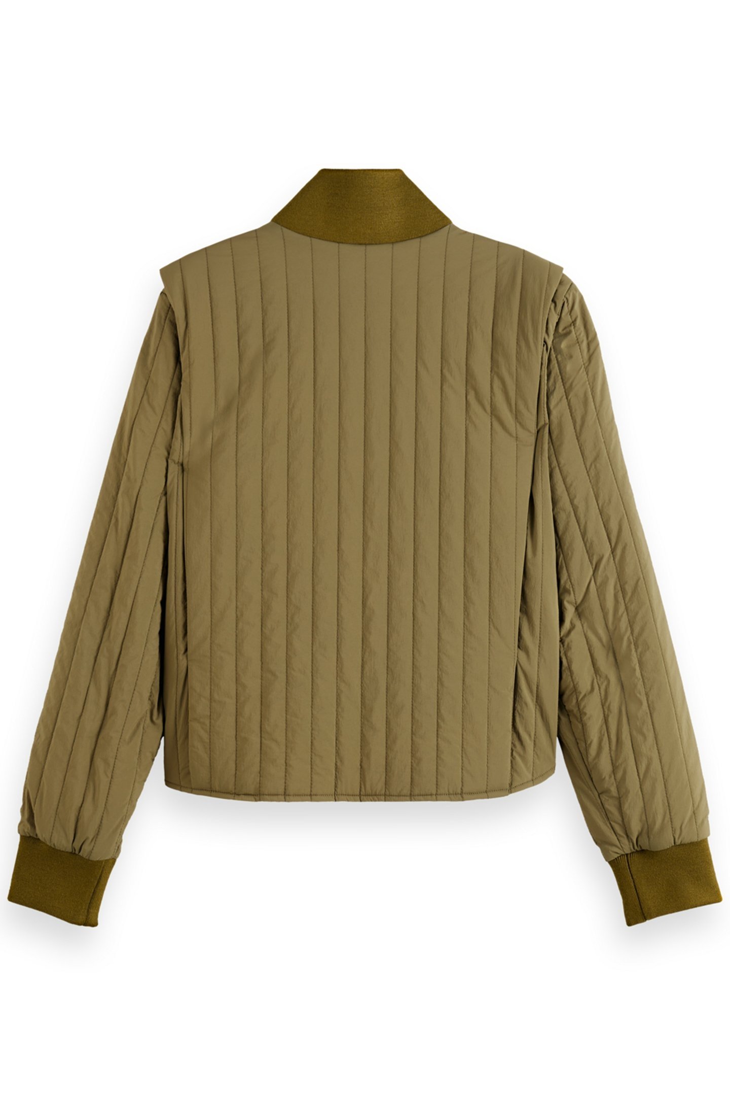 REVERSIBLE VERTICAL QUILT BOMBER WASHED MILITARY 7