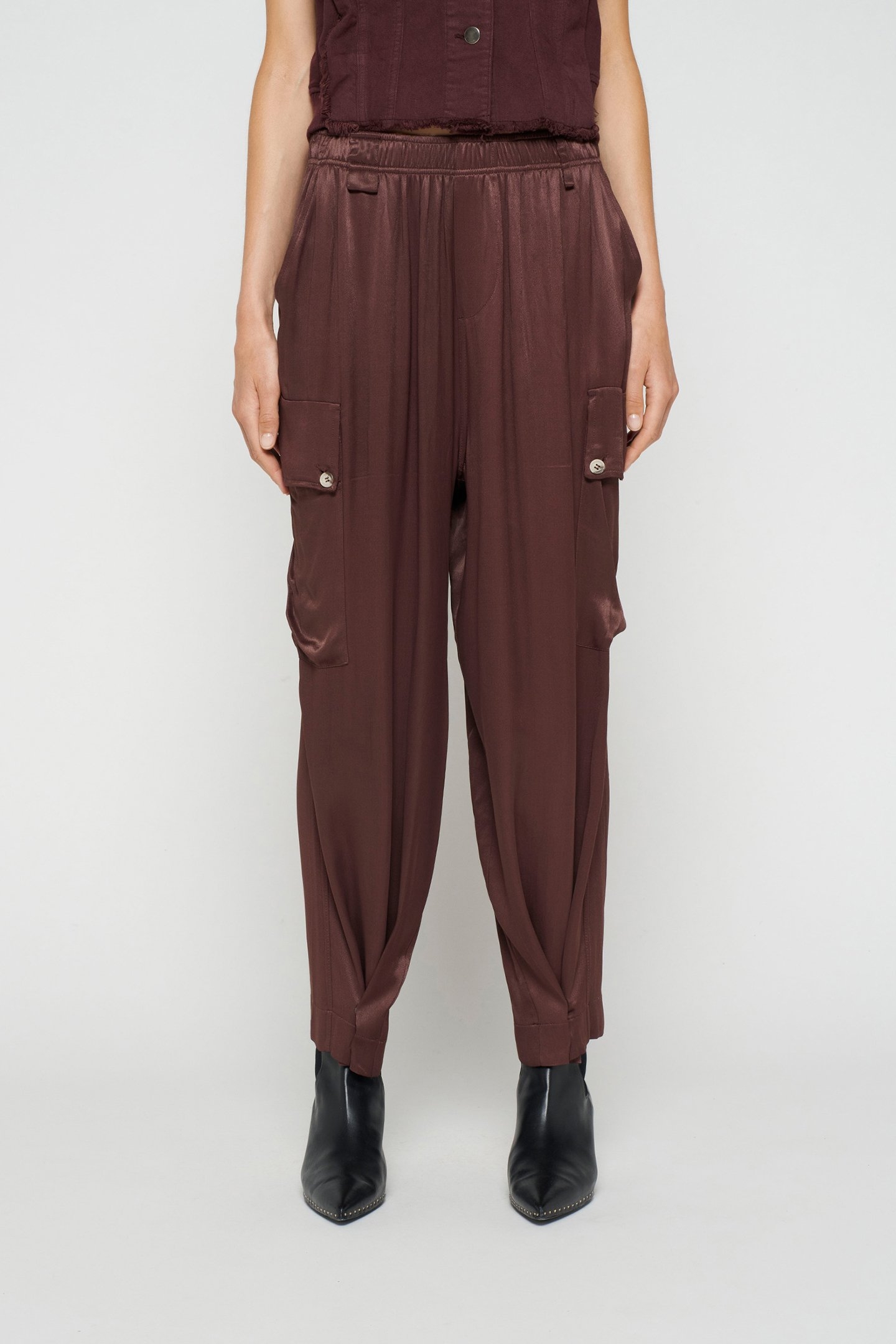UTILITY PANTS SATIN AUBERGINE 1