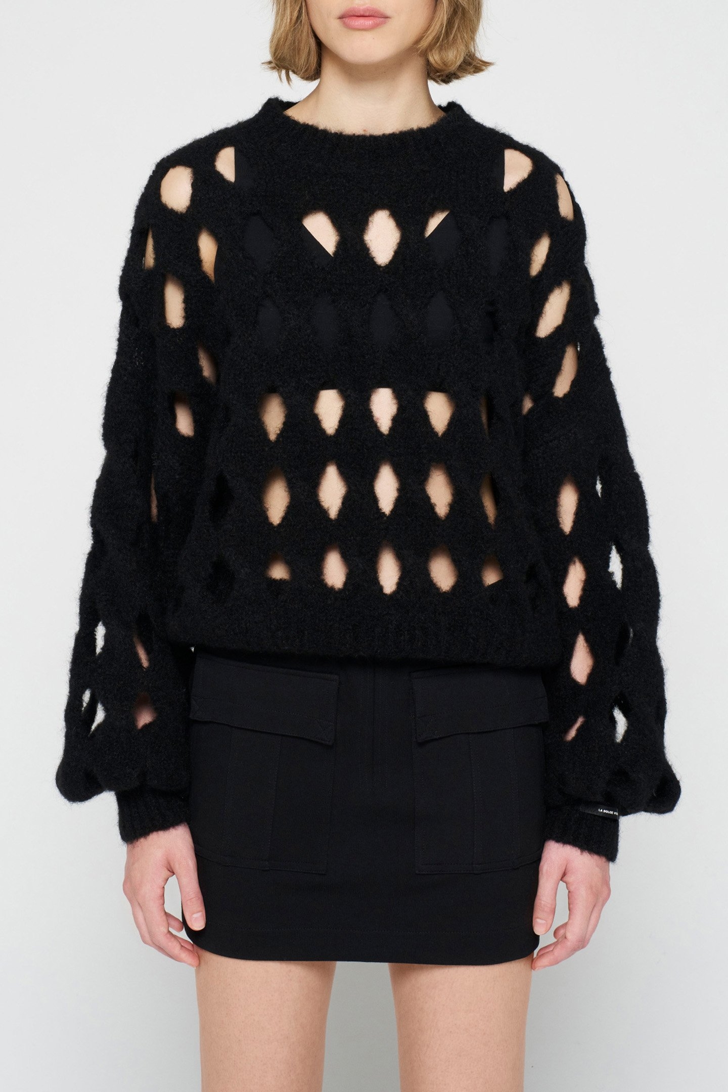 OPEN KNIT SWEATER BLACK 1