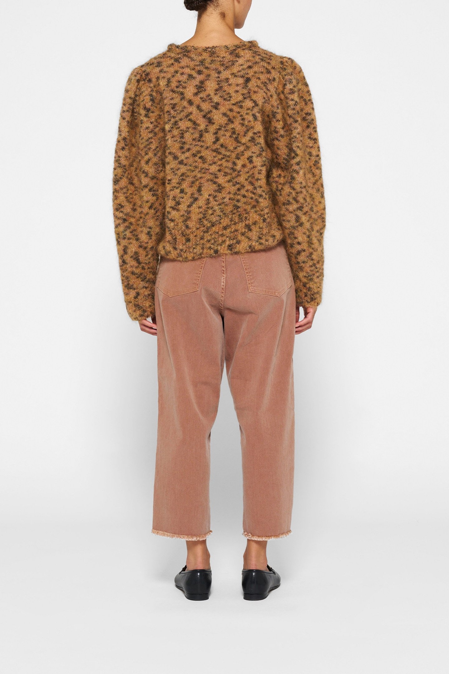 PUFFED SWEATER KNIT LEOPARD SADDLE BROWN 3