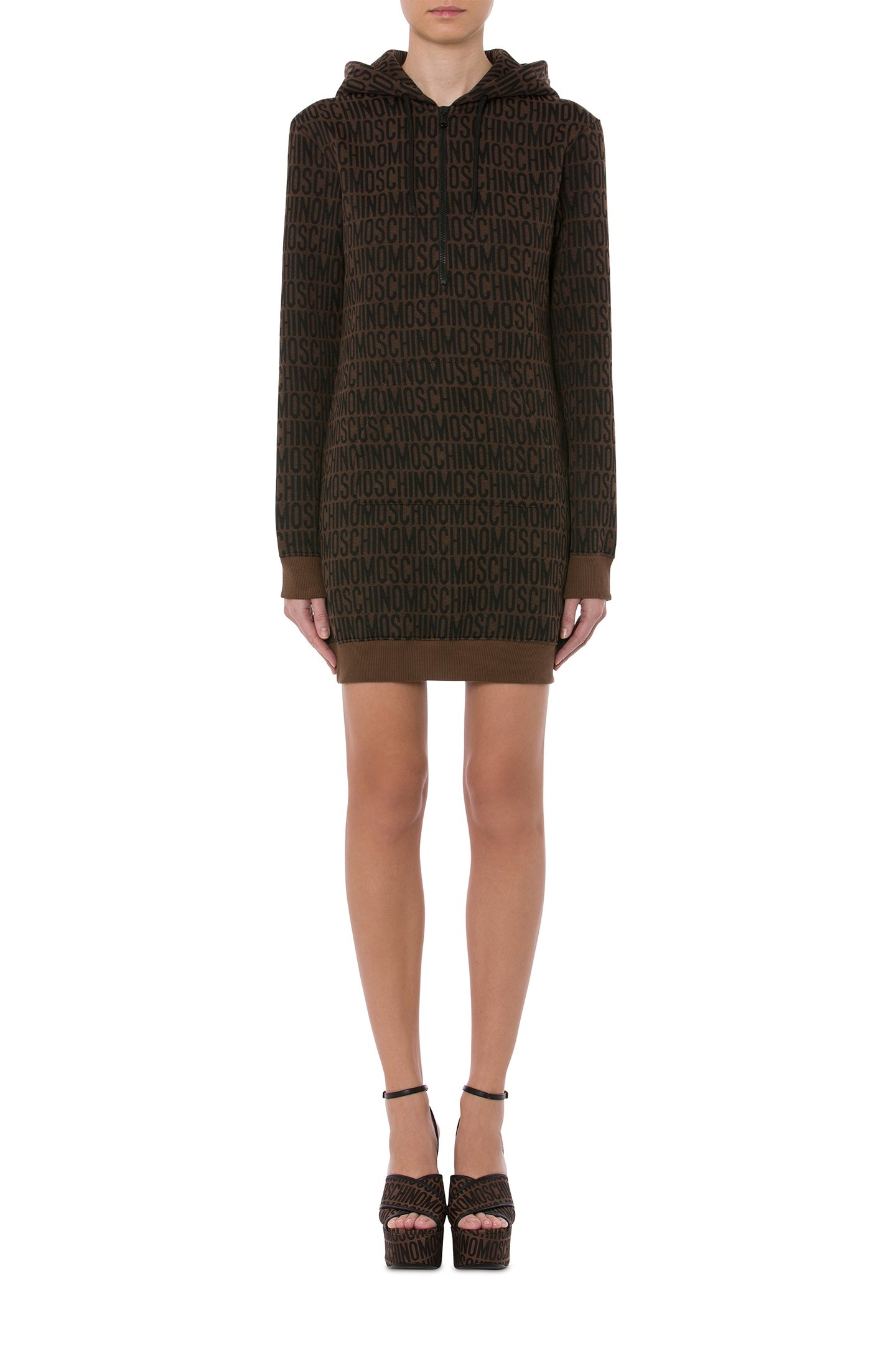 ALLOVER LOGO SWEAT DRESS BROWN 1