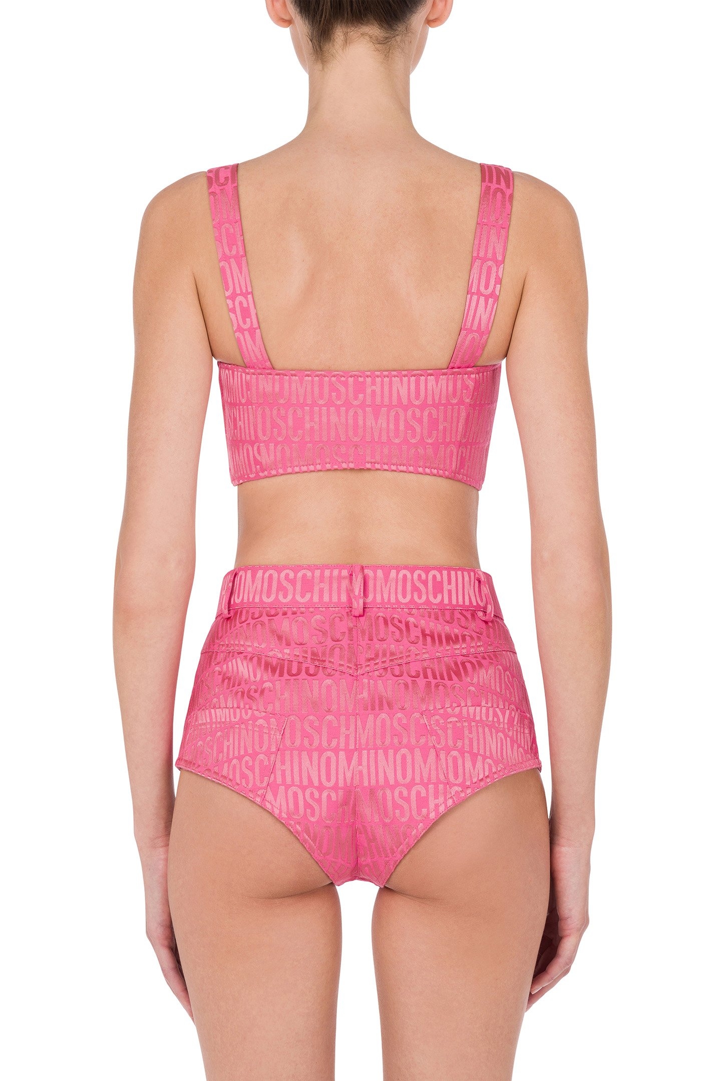 ALLOVER LOGO NYLON CROP TOP PINK 2