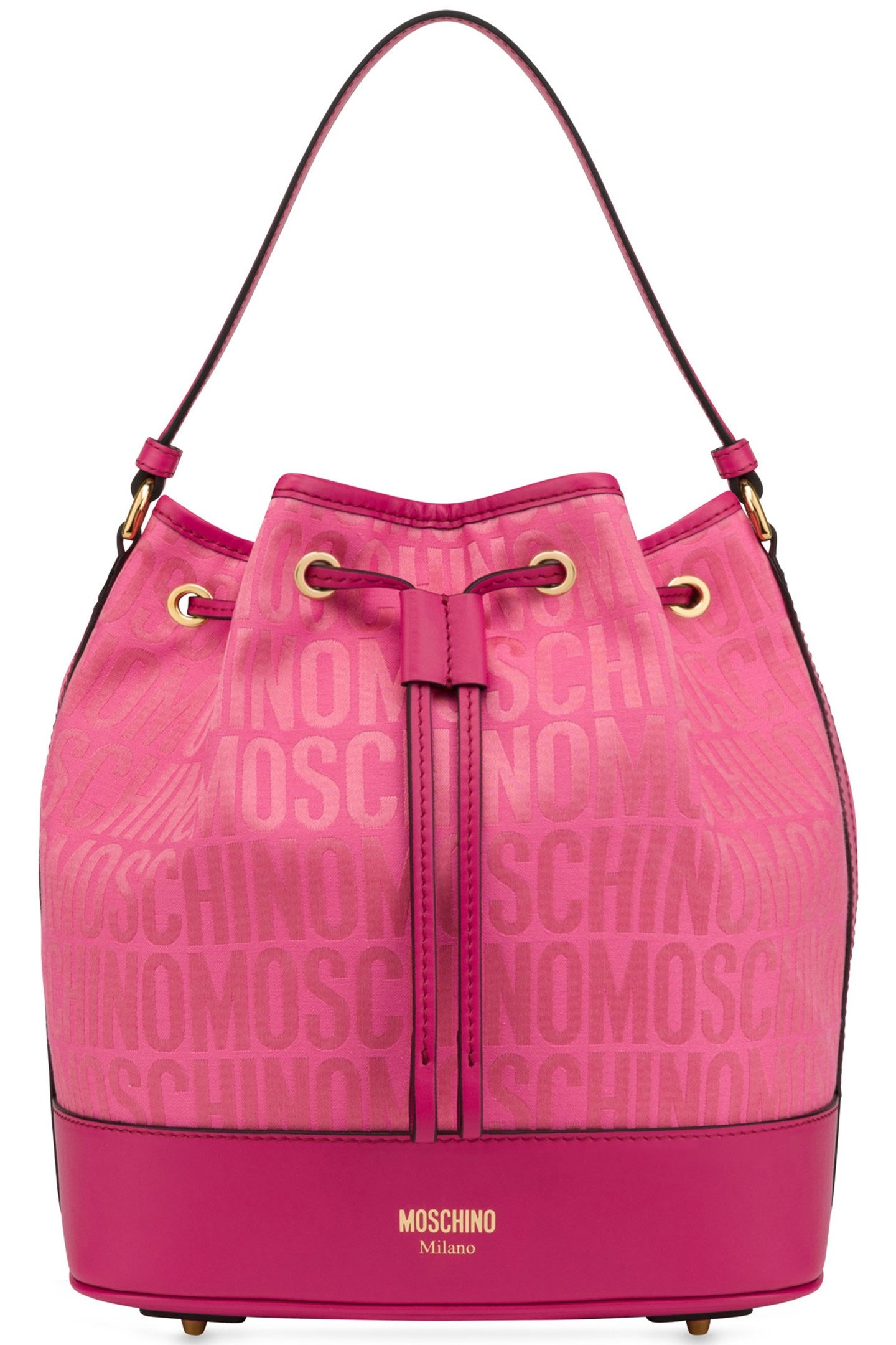 ALLOVER LOGO NYLON BUCKET BAG PINK 1