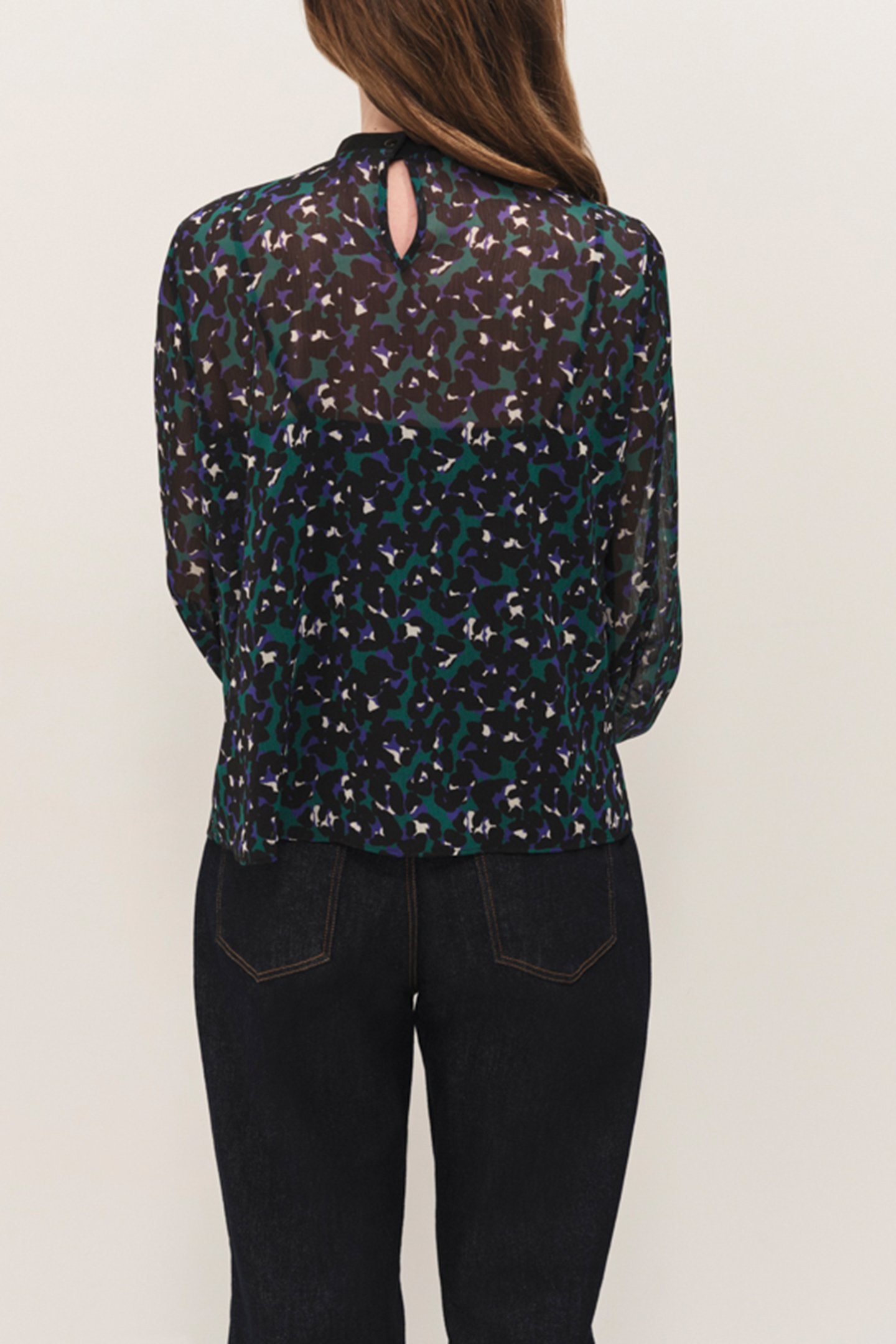 CAXIE - EVERGREEN BLOUSE WITH TACHIST PRINT 2