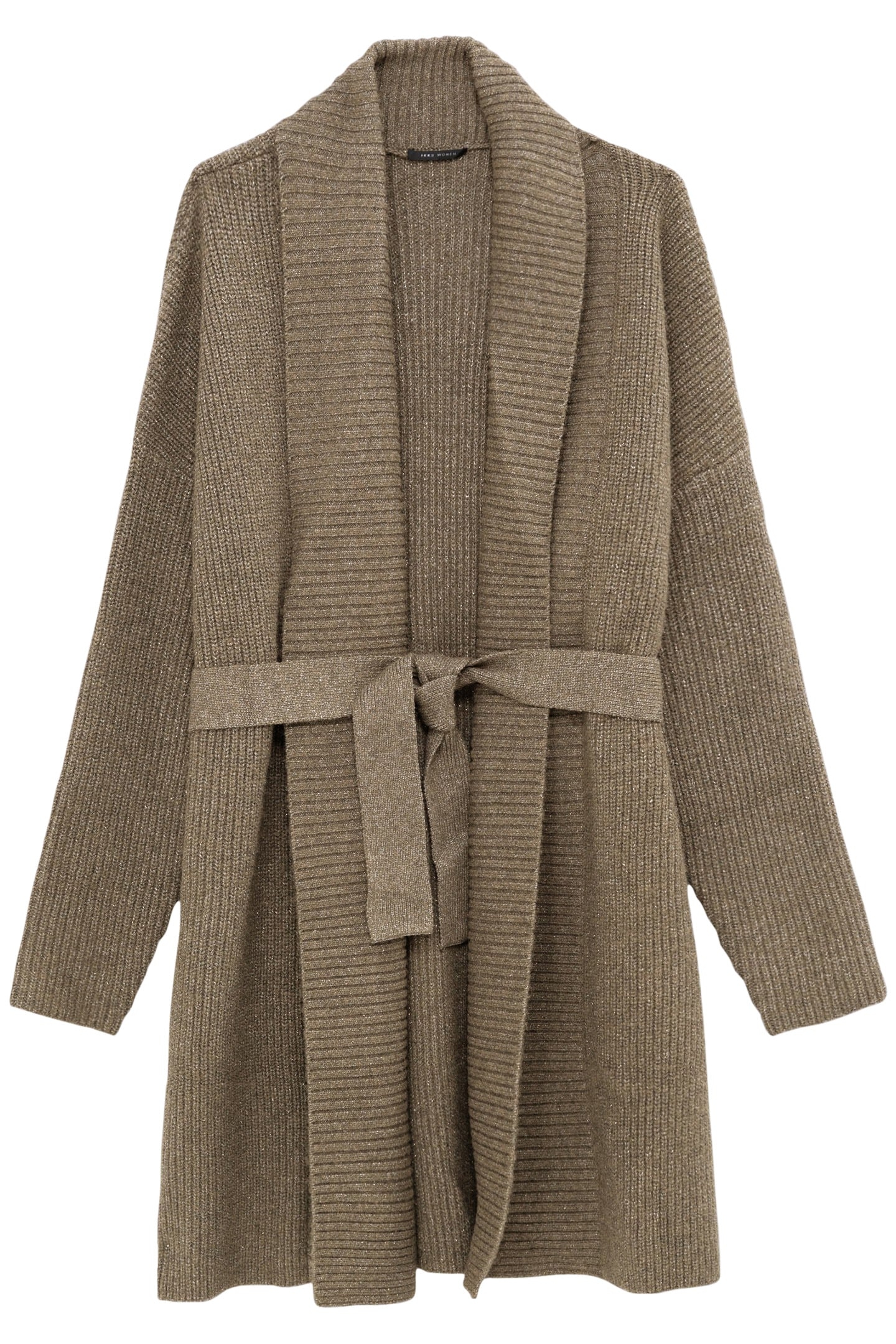 BELTED KHAKI ARMY CARDIGAN LUREX KNIT 4
