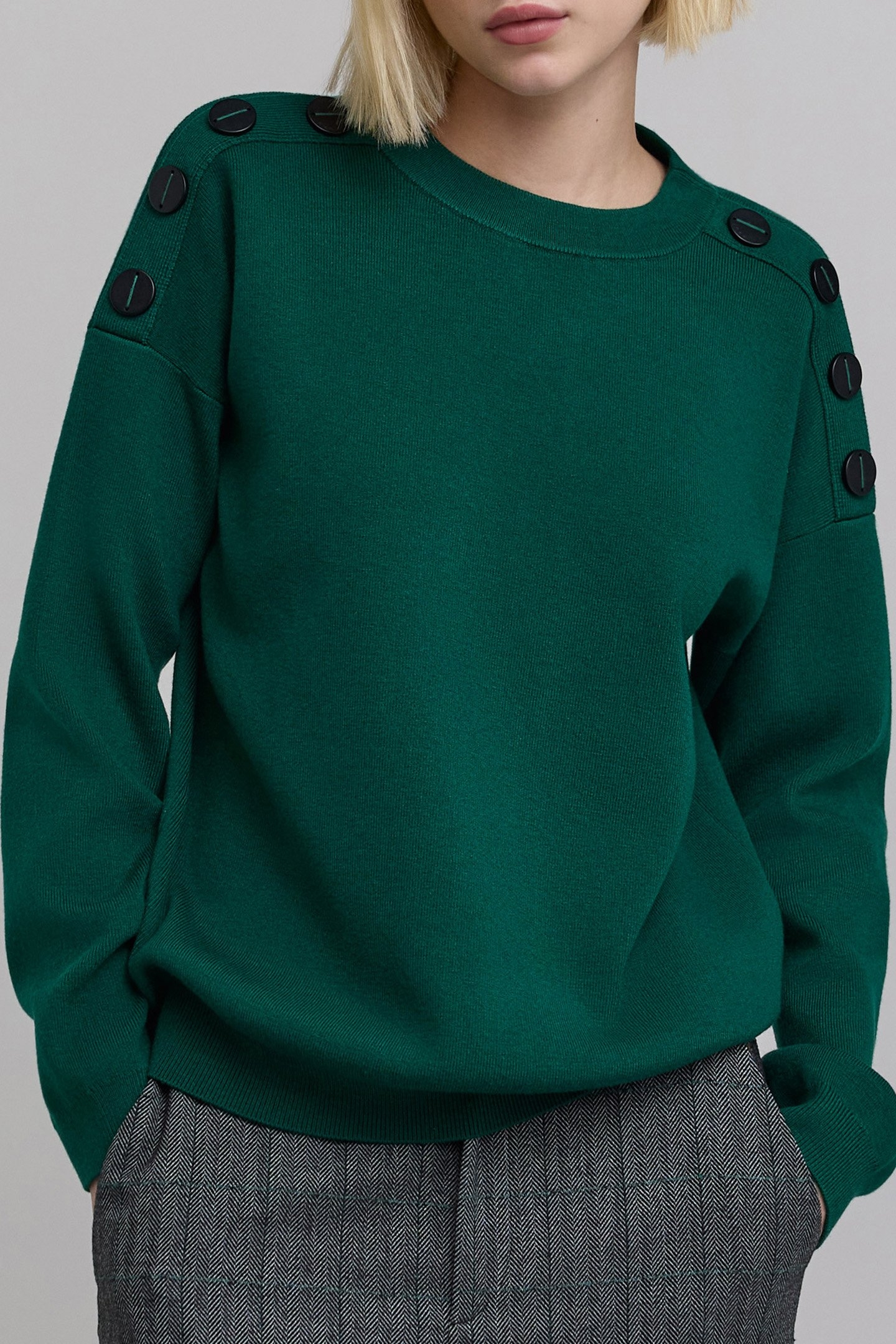 GREEN KNIT SWEATER WITH SHOULDER BUTTONS 4