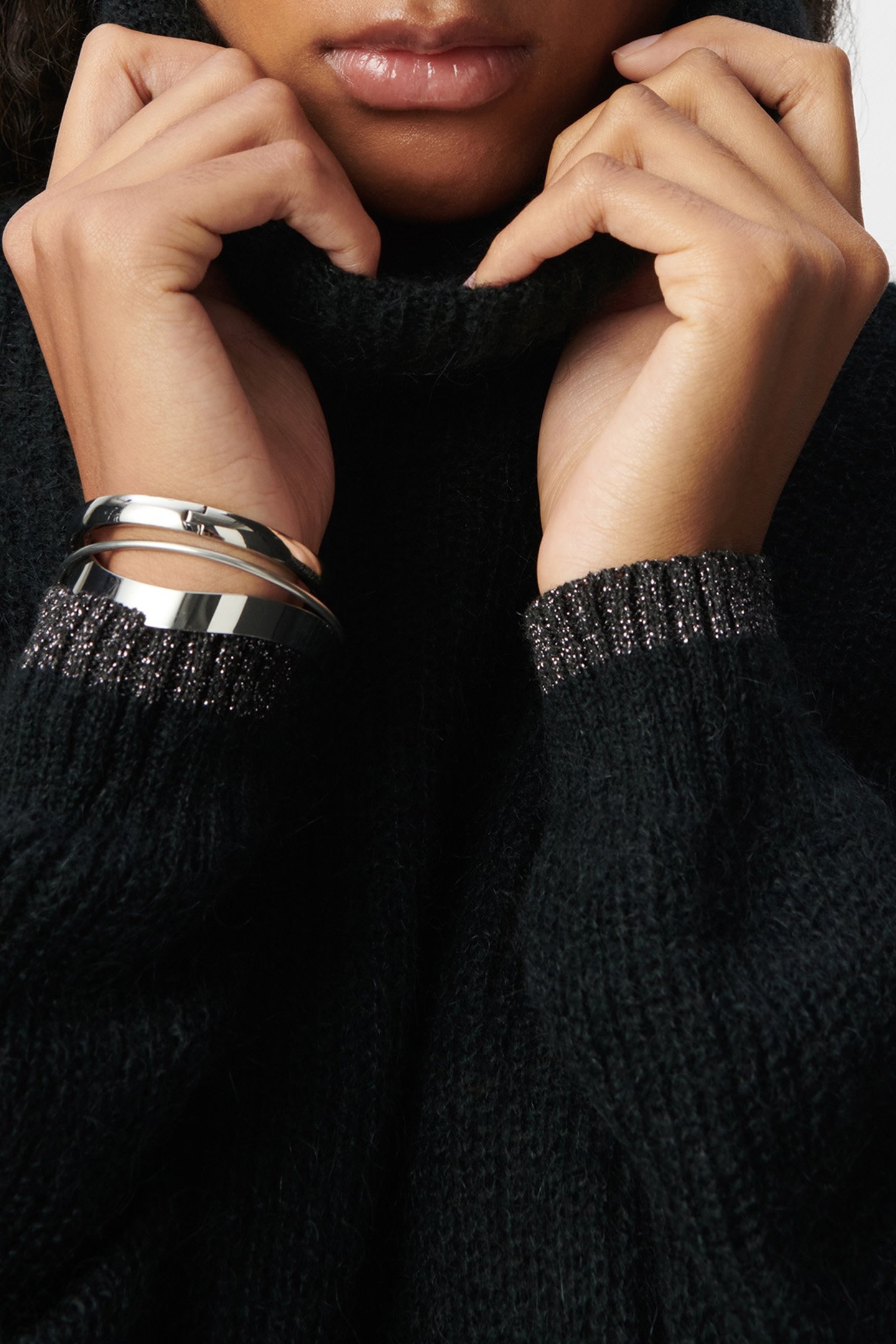 BLACK RIB-KNIT TURTLENECK SWEATER DRESS 6