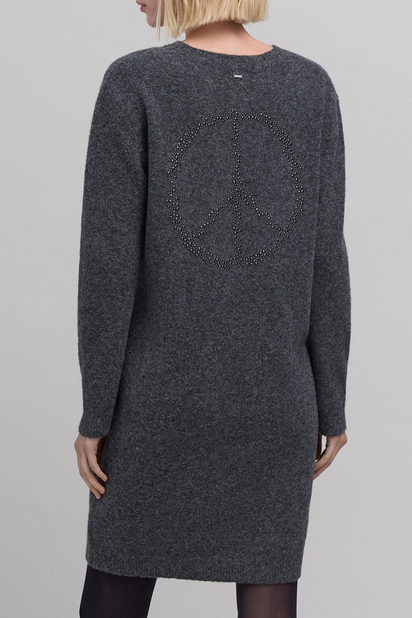 BLACK KNIT MAXI SWEATER DRESS WITH STUDS ON BACK 2