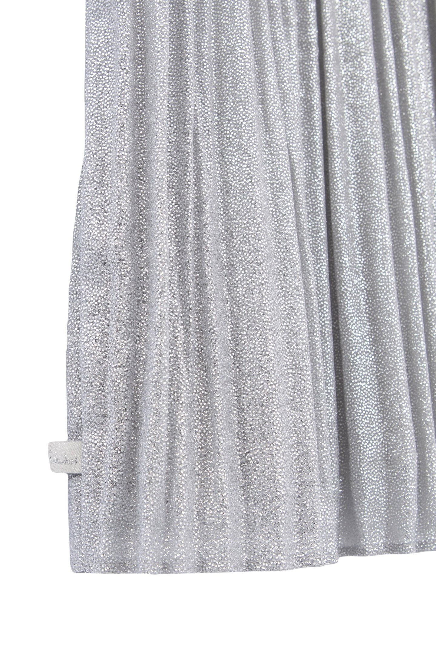 SILVERY PLEATED DRESS WITH EMBROIDERED SHOULDERS 6