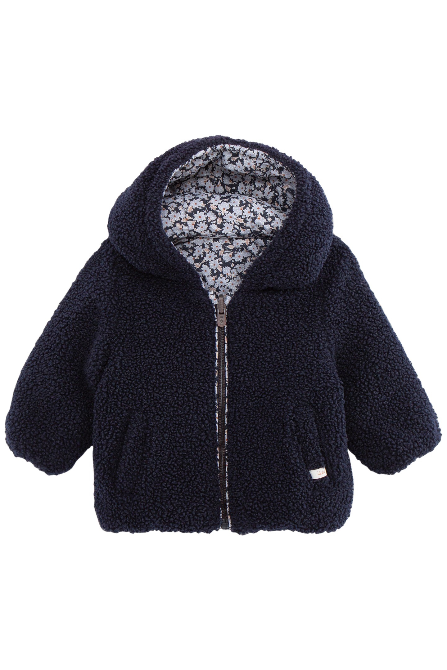 BABY GIRL'S NAVY AND FLORAL PRINT REVERSIBLE DOWN JACKET 2