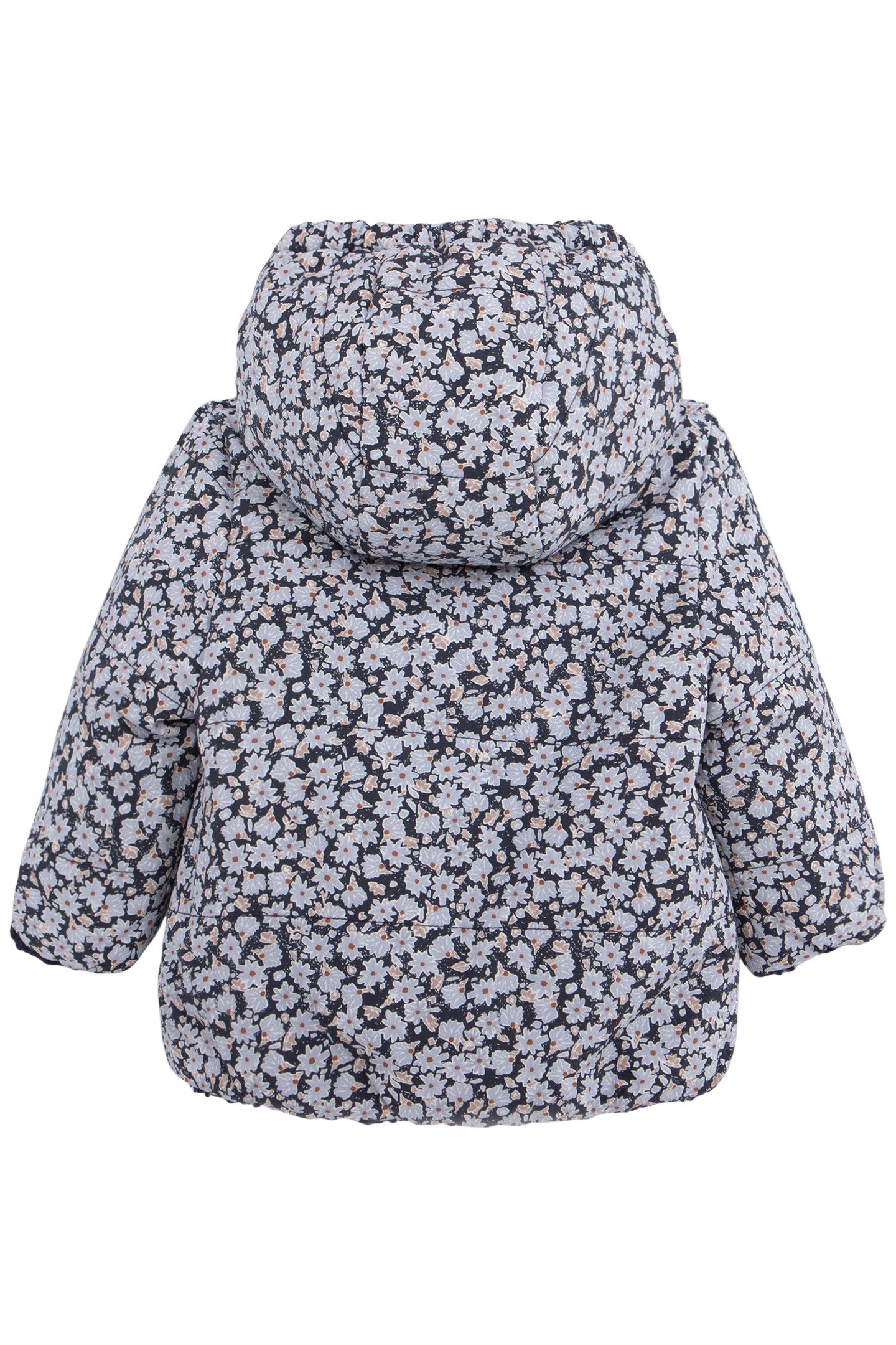 BABY GIRL'S NAVY AND FLORAL PRINT REVERSIBLE DOWN JACKET 3