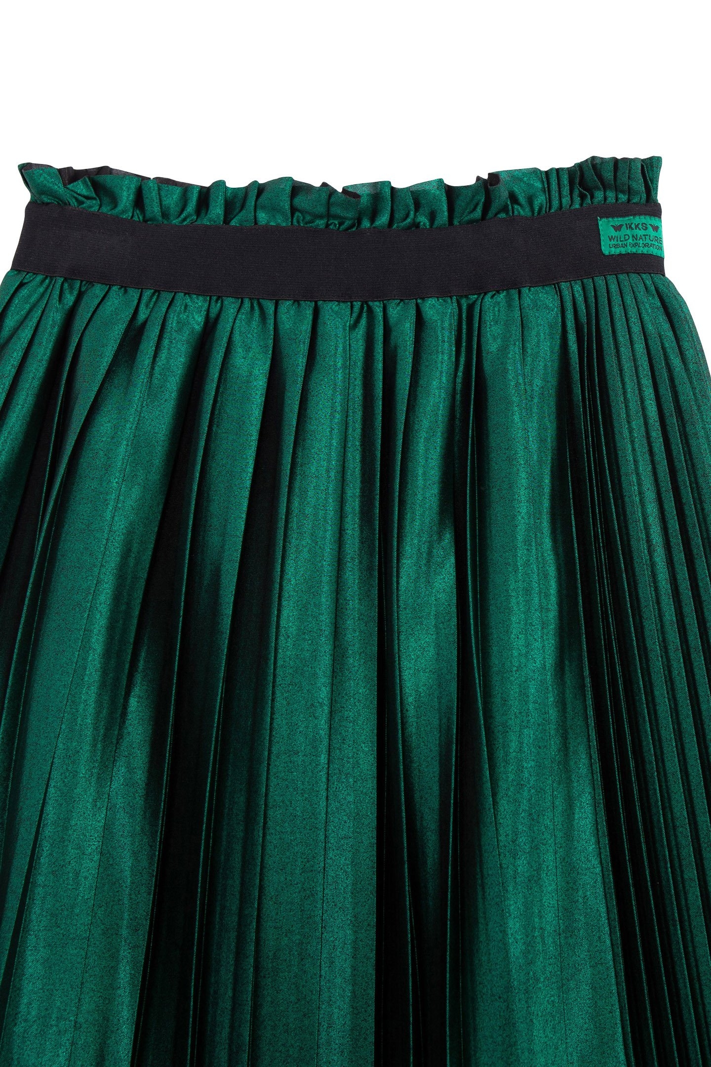 GIRL'S GREEN SATIN PLEATED MIDI SKIRT 3