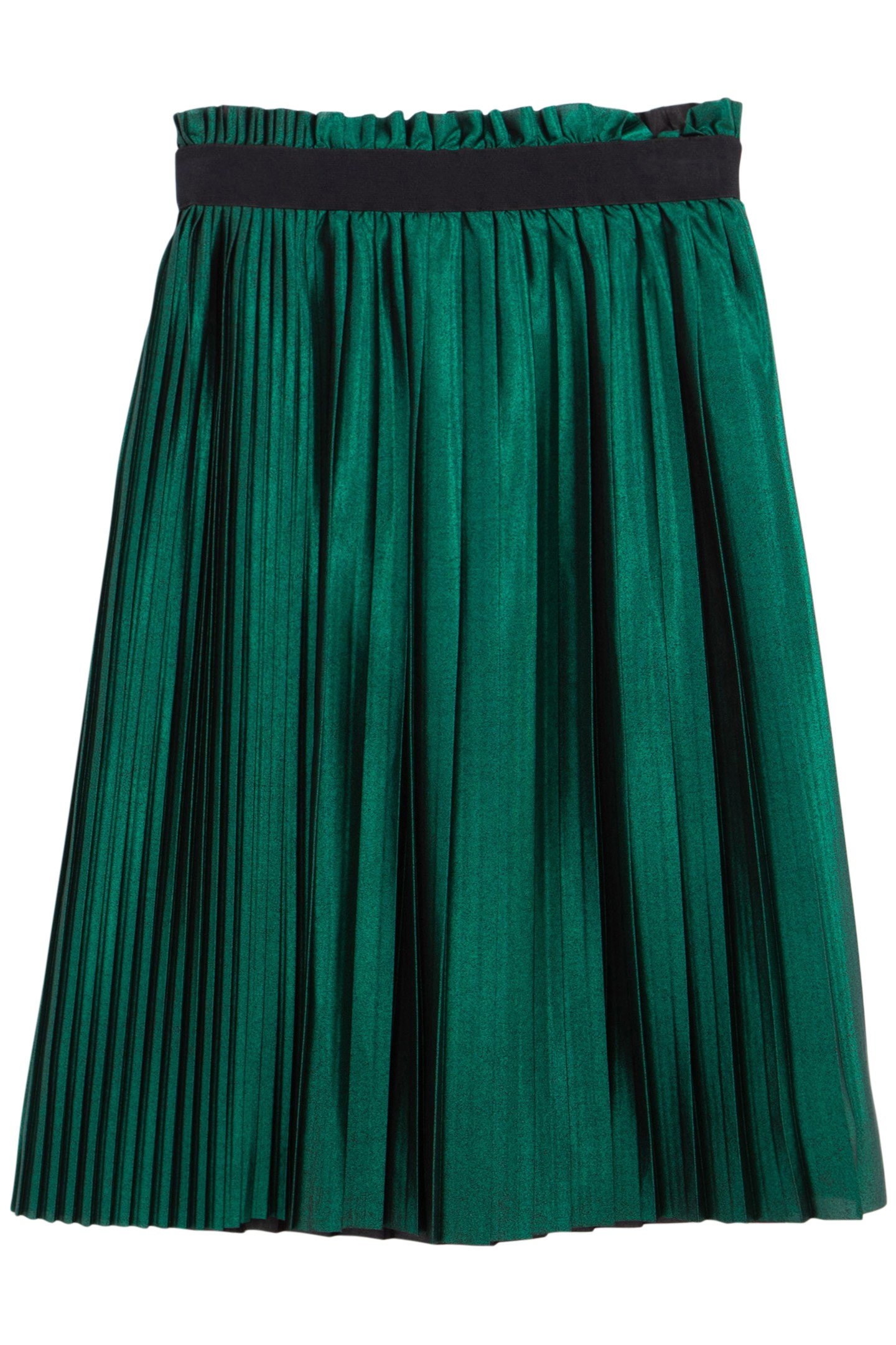 GIRL'S GREEN SATIN PLEATED MIDI SKIRT 2