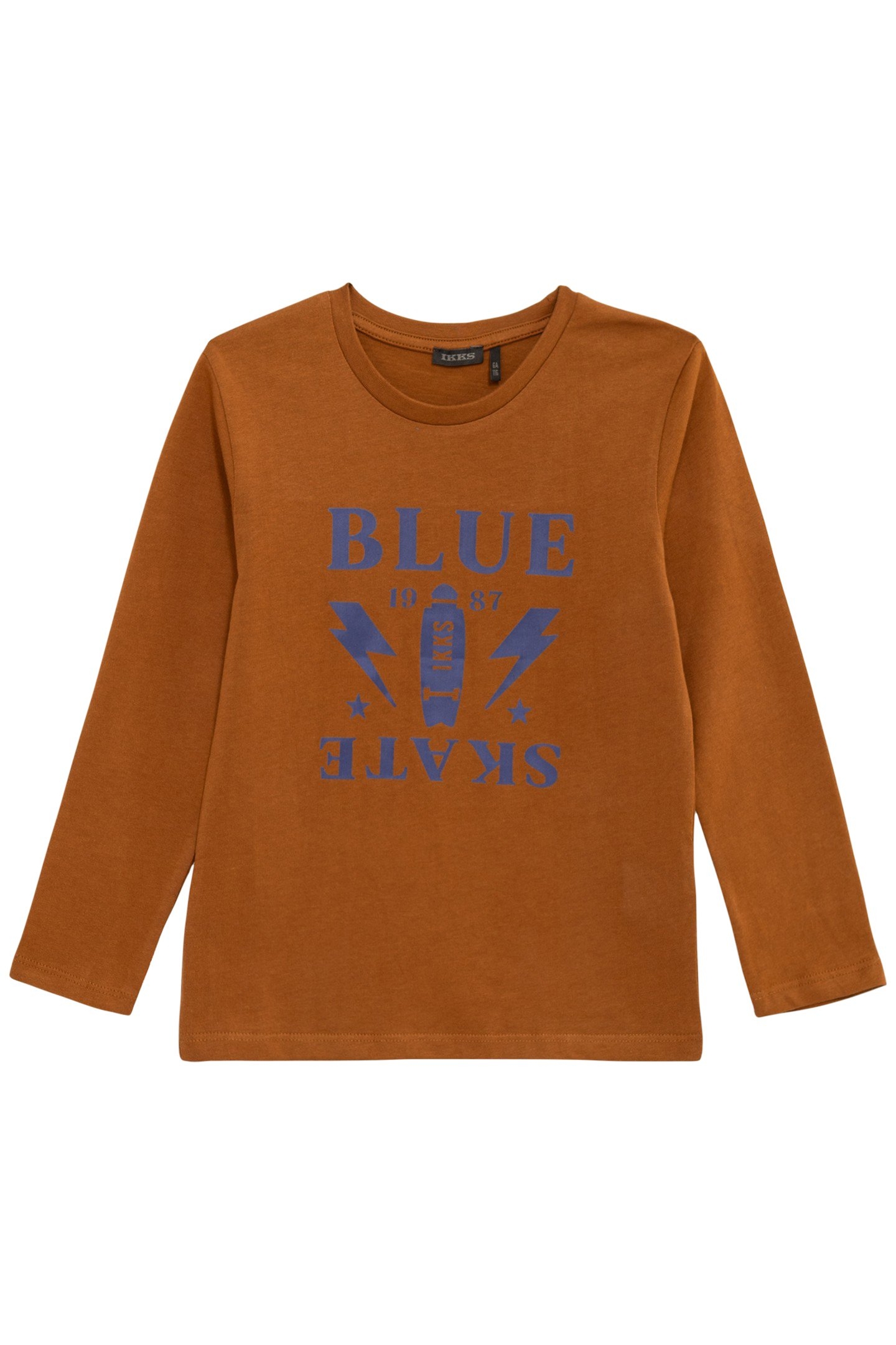 BOY'S CAMEL ORGANIC COTTON SATIN BLUE MESSAGE T-SHIRT 1