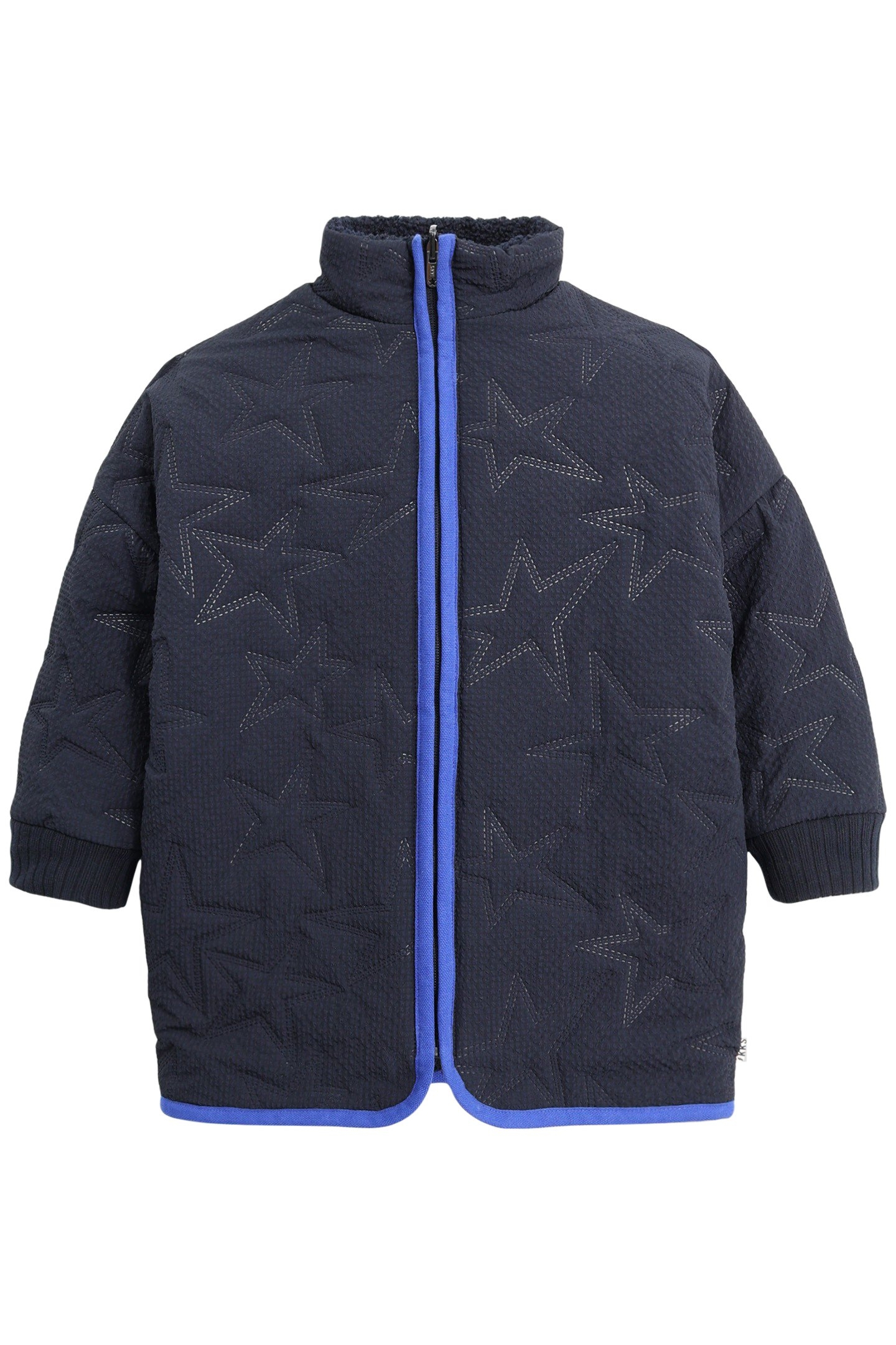 GIRL'S REVERSIBLE NAVY NYLON STAR AND SHERPA COAT 3