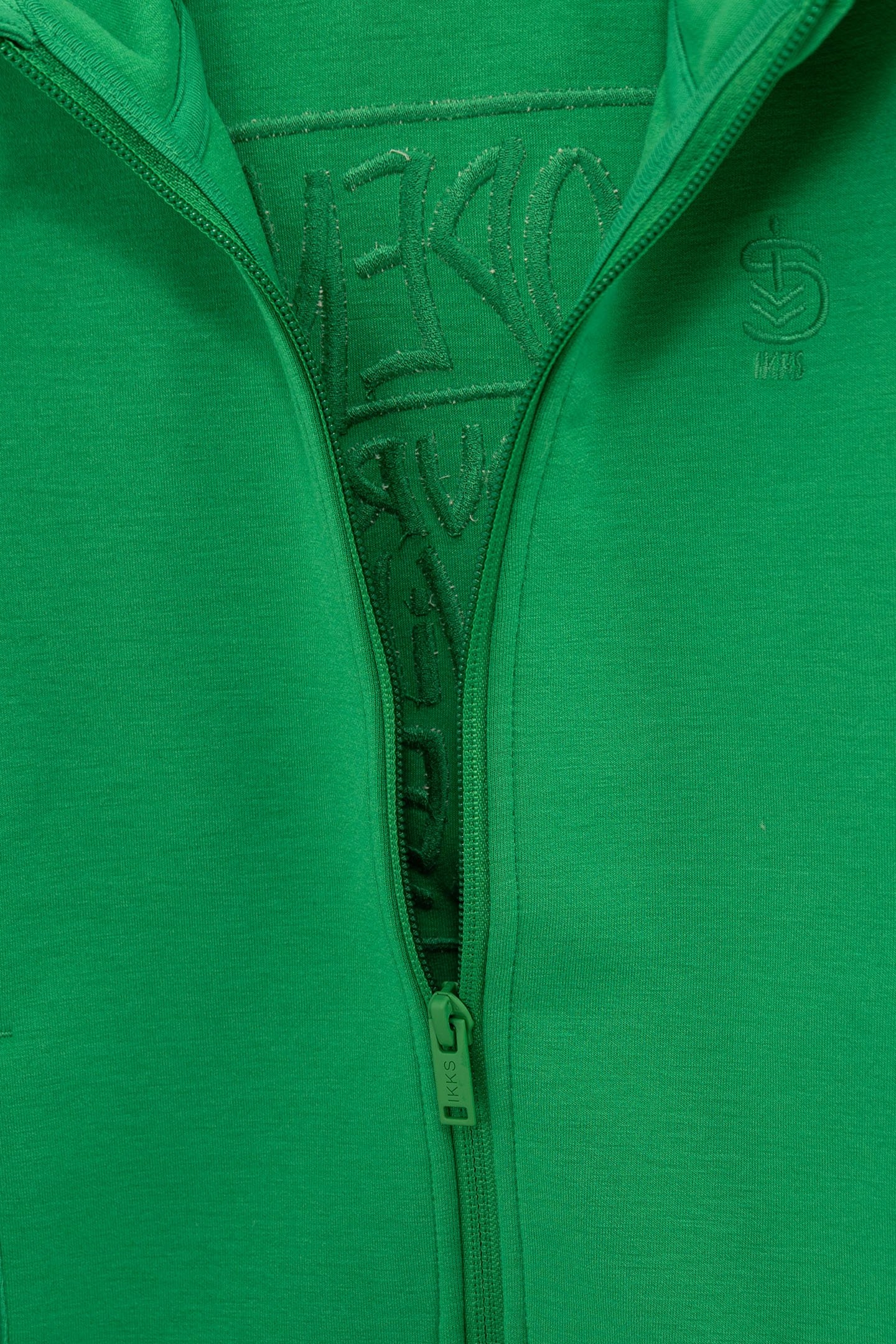 BOY'S GREEN ZIPPED CARDIGAN, SLOGAN EMBROIDERED ON BACK 7