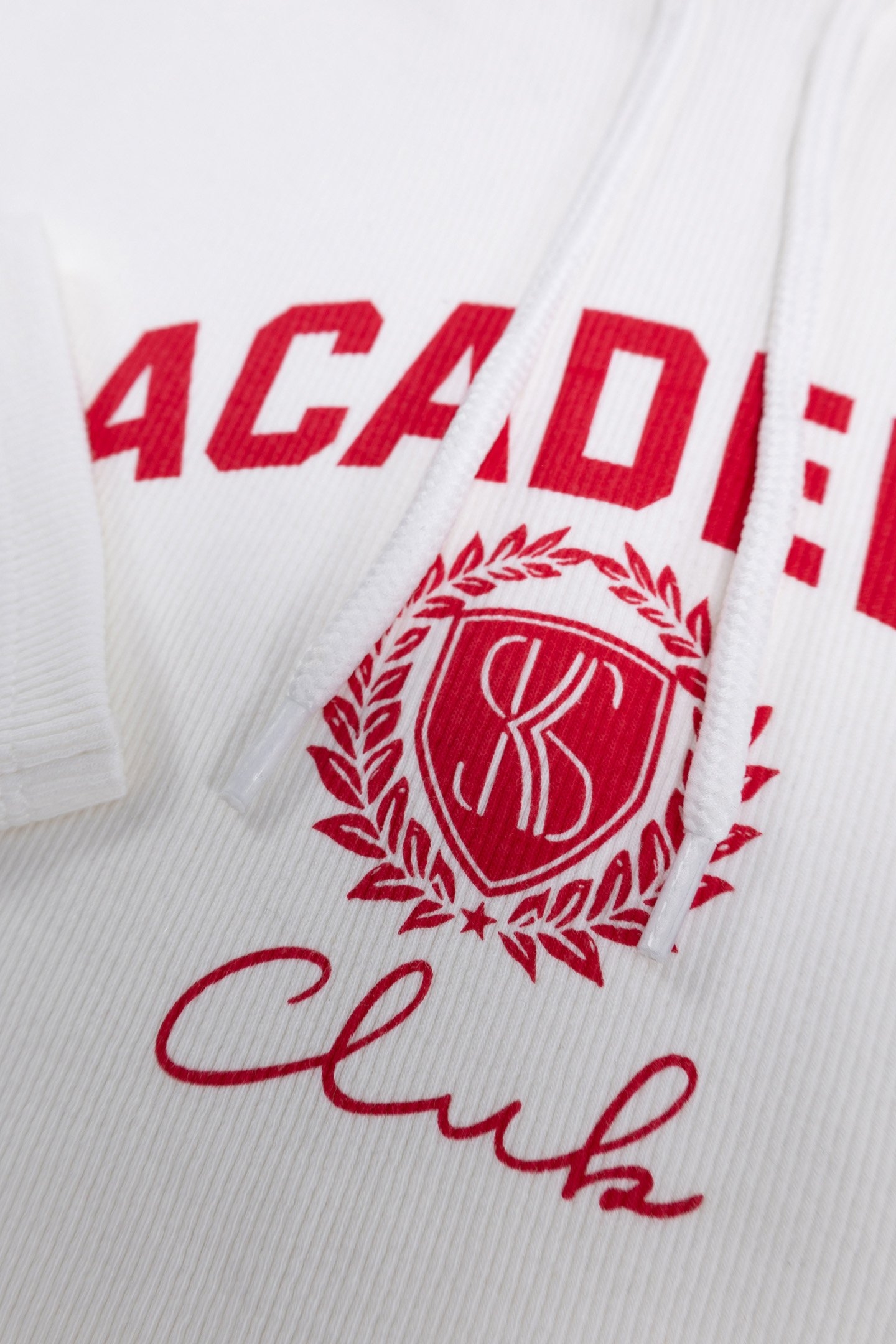 ECRU T-SHIRT WITH RIB KNIT HOOD AND GIRL'S MESSAGE 5