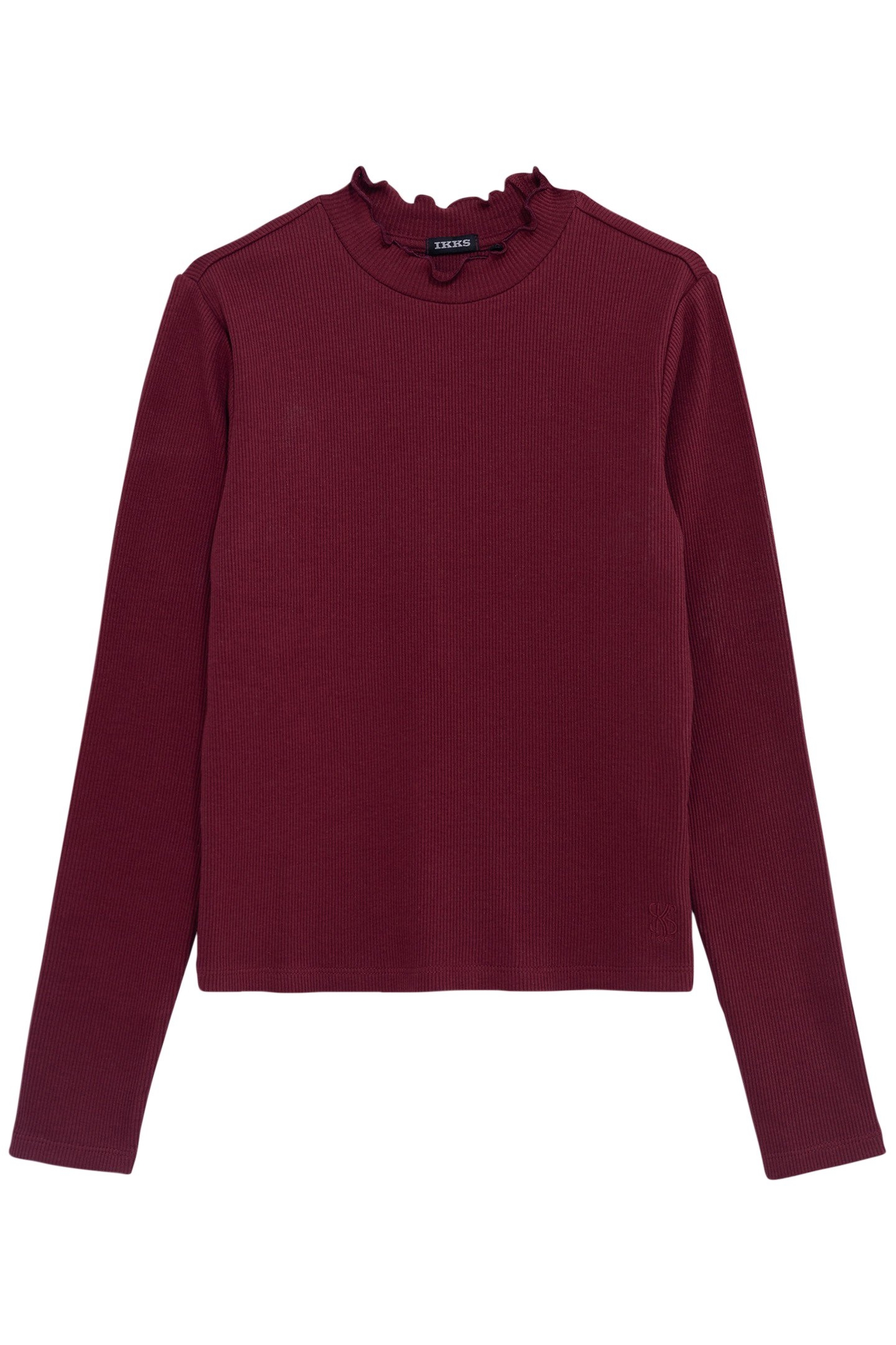 GIRLS' BURGUNDY RIB-KNIT T-SHIRT 1