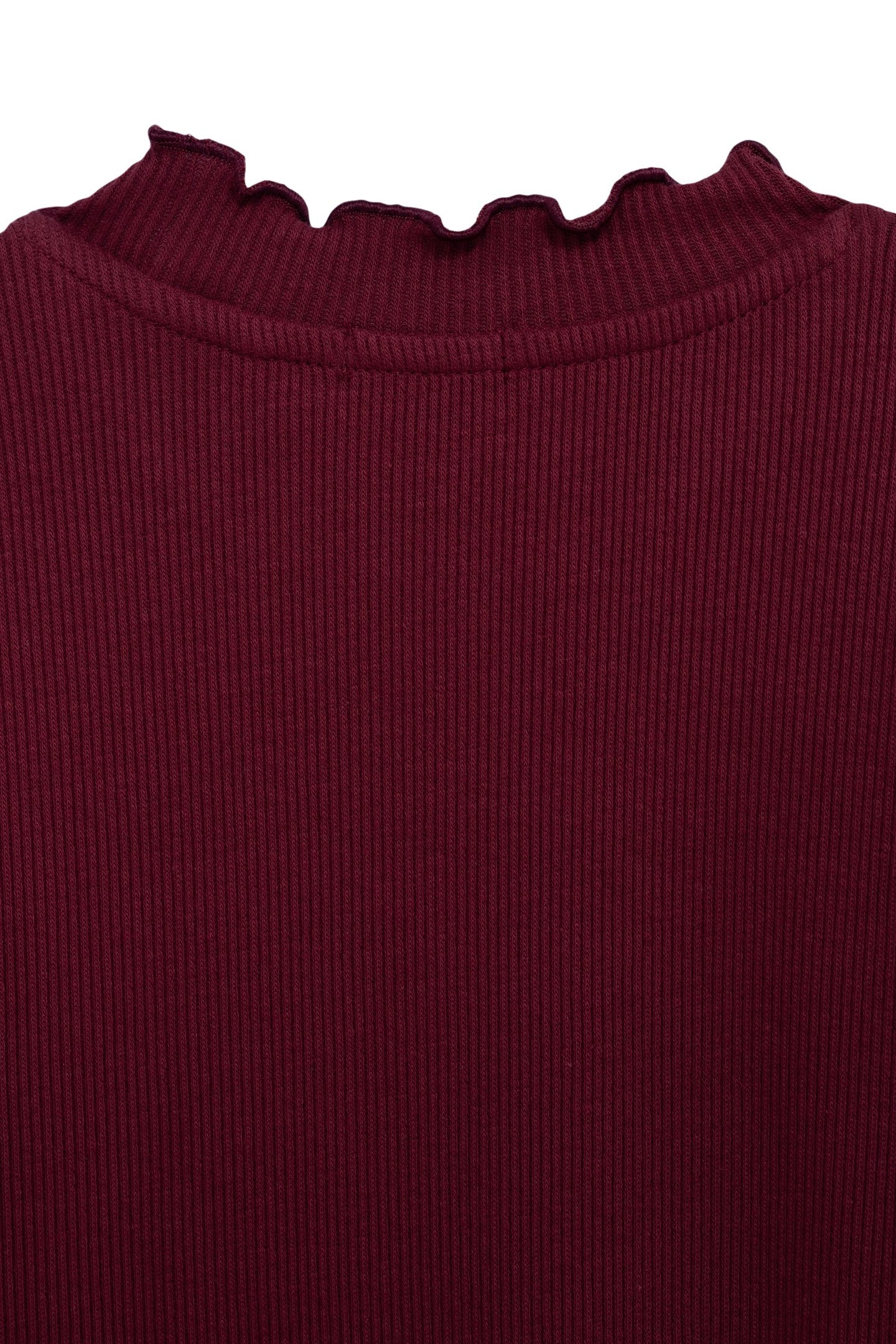 GIRLS' BURGUNDY RIB-KNIT T-SHIRT 5