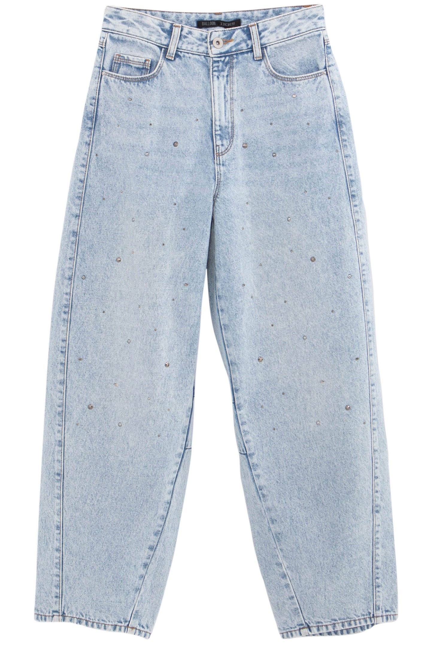 GIRL'S BALLOON BLUE WATERLESS JEANS WITH MULTI-STUD DESIGN 1