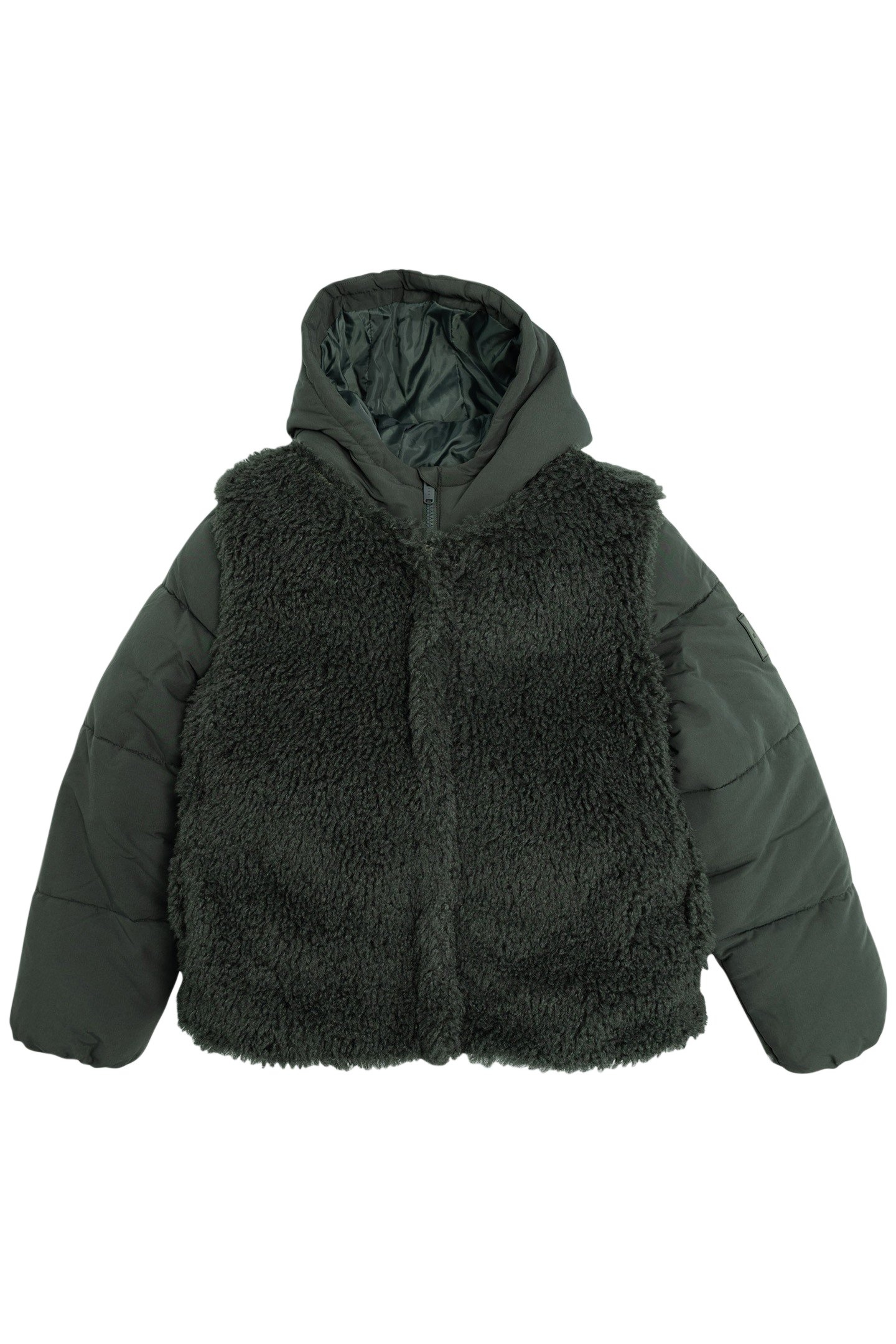 GIRL'S 2-IN-1 KHAKI DOWN JACKET WITH SHERPA VEST 3