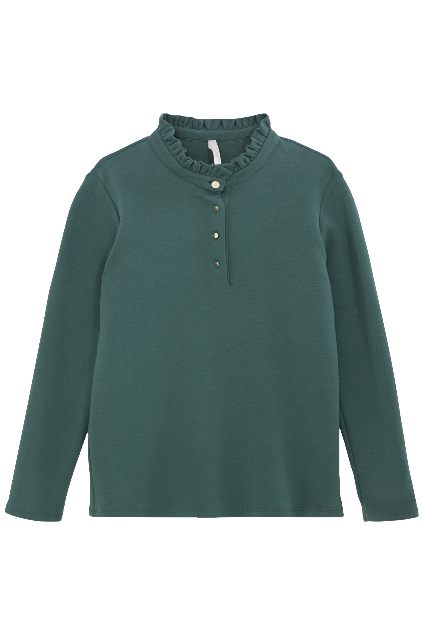 NIGHT GREEN KNIT T-SHIRT WITH RUFF COLLAR 2